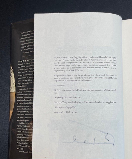 KNOWING WHAT WE KNOW – Simon Winchester (Signed/First Edition)