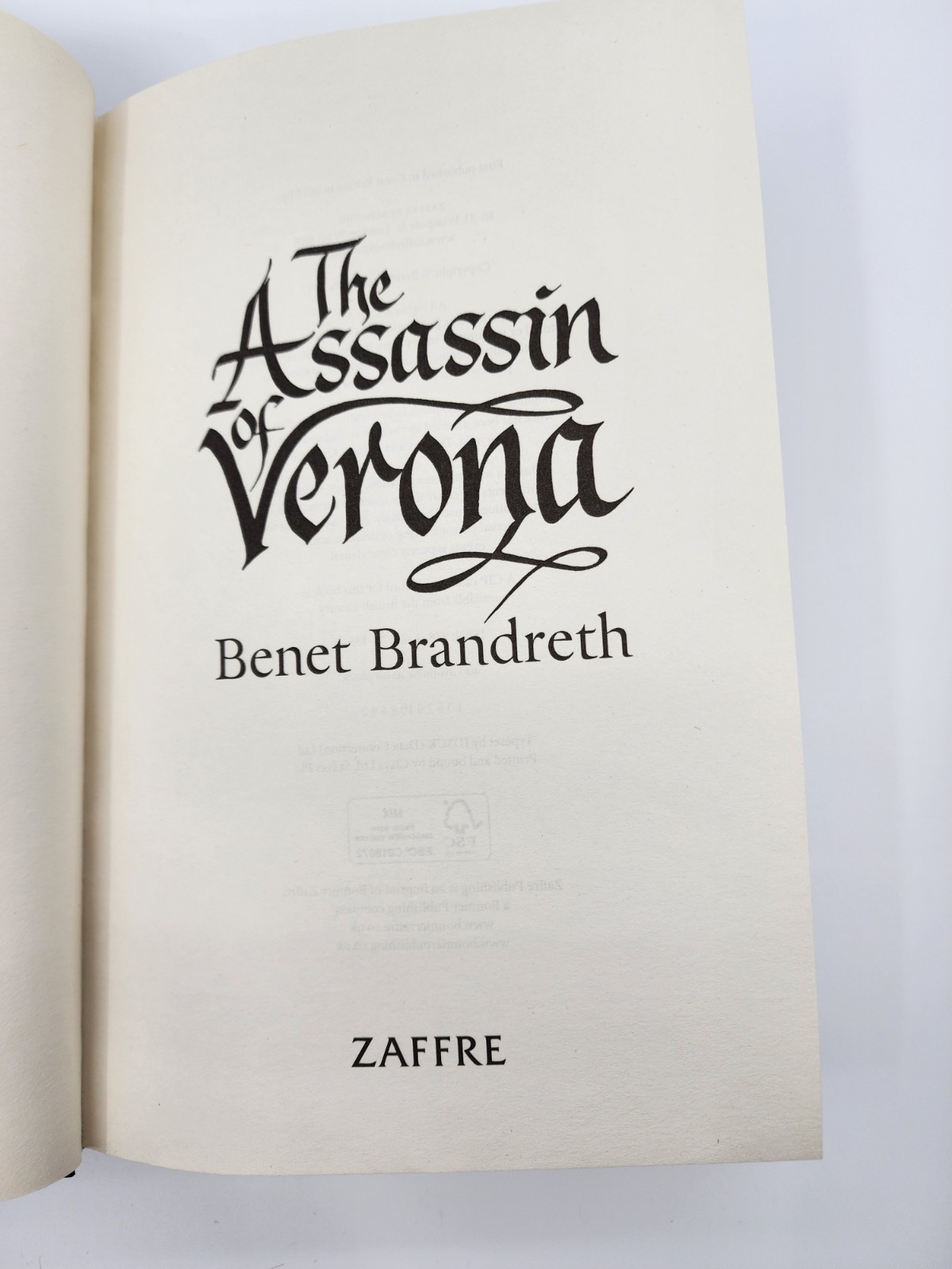 Historical 1585 mystery! The Assassin of Verona by Benet Brandreth (HC) from UK