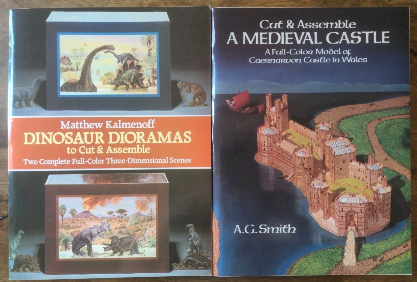 Lot of 2 Cut & Assemble Books Medieval Castle + Dinosaur Dioramas VTG Activity