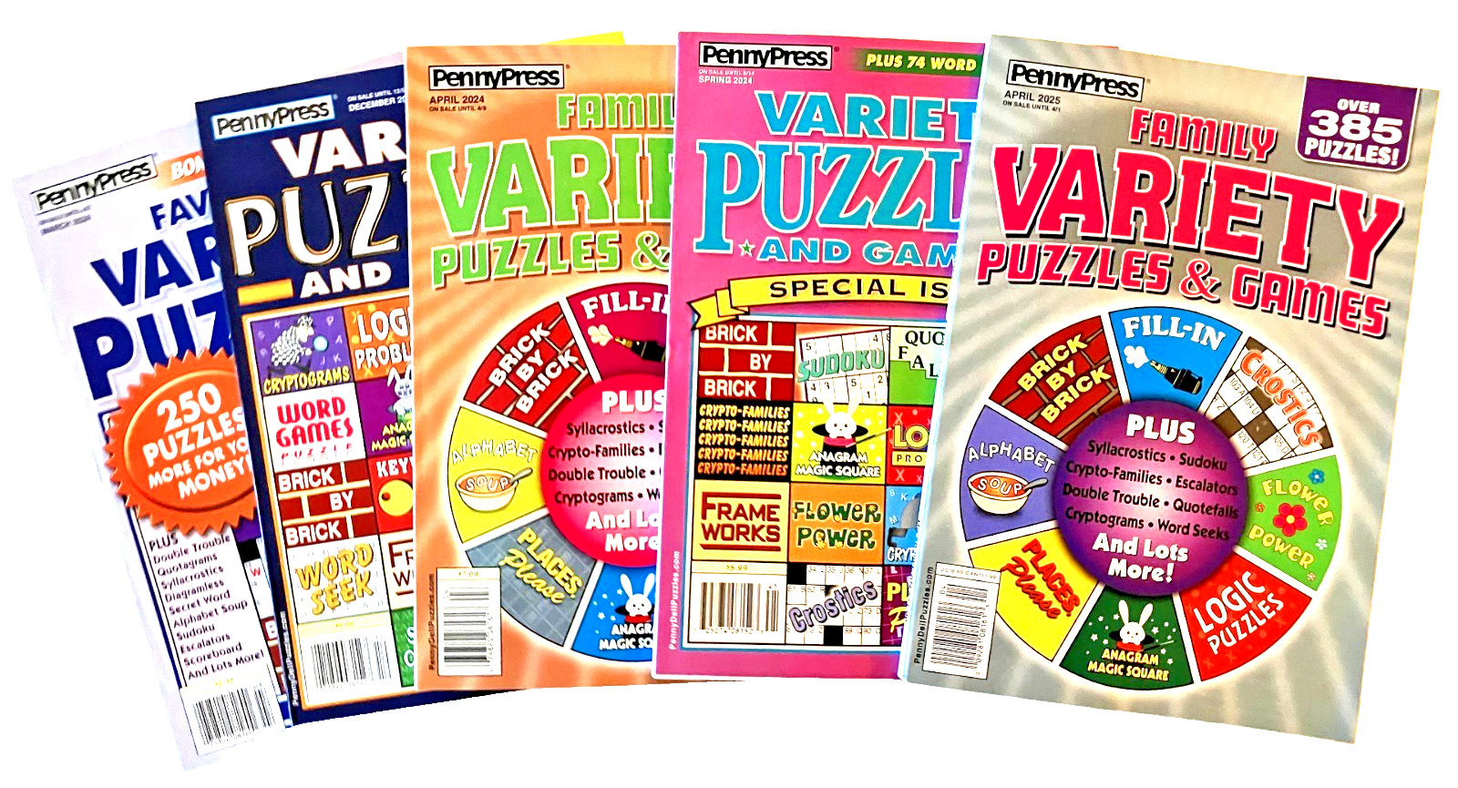 NEW Lot of 5 Penny Press Dell VARIETY Favorite Family Puzzles & Games Books