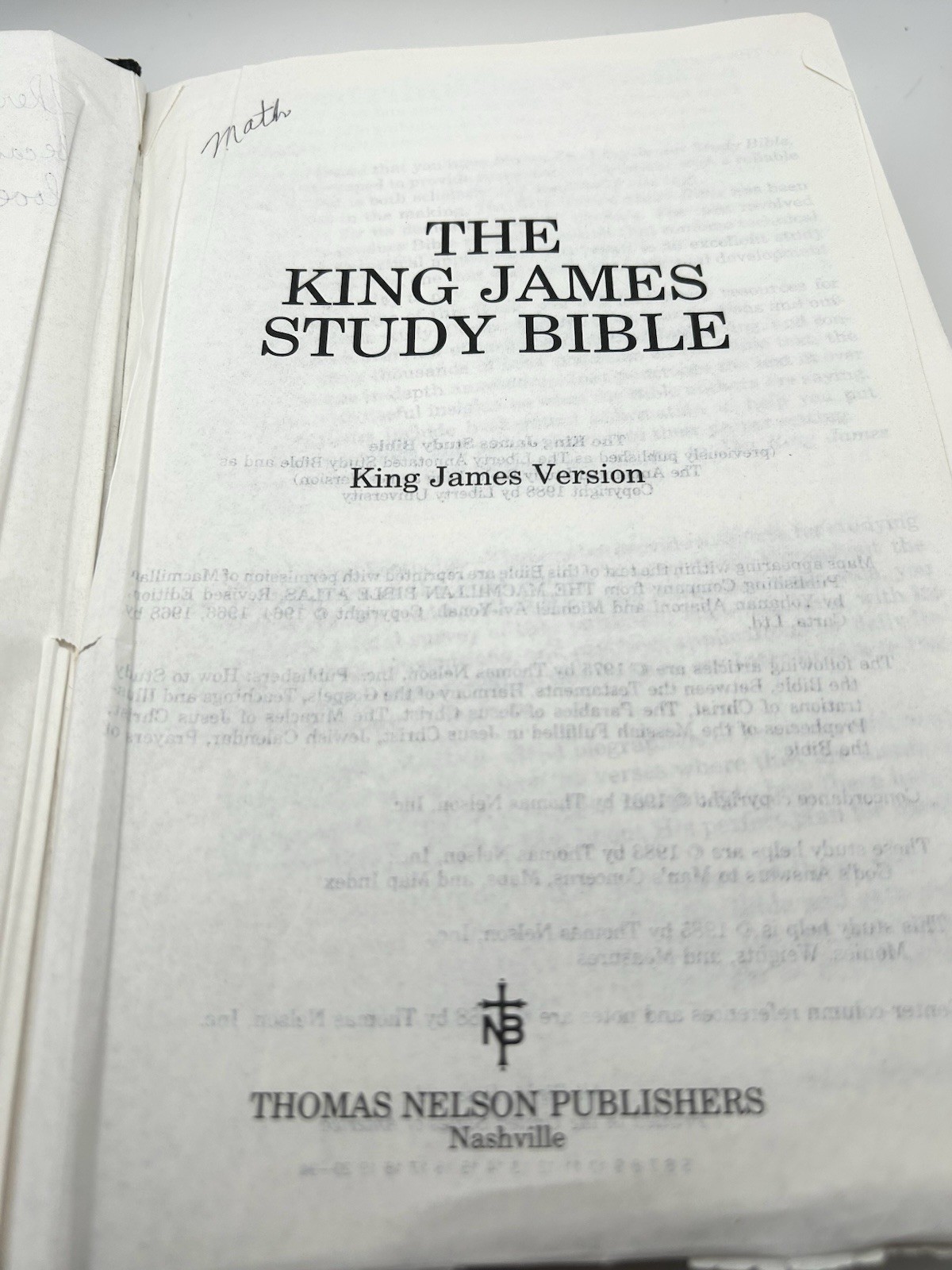 The King James Study Bible Black Bonded Leather Indexed Nelson 135 1988