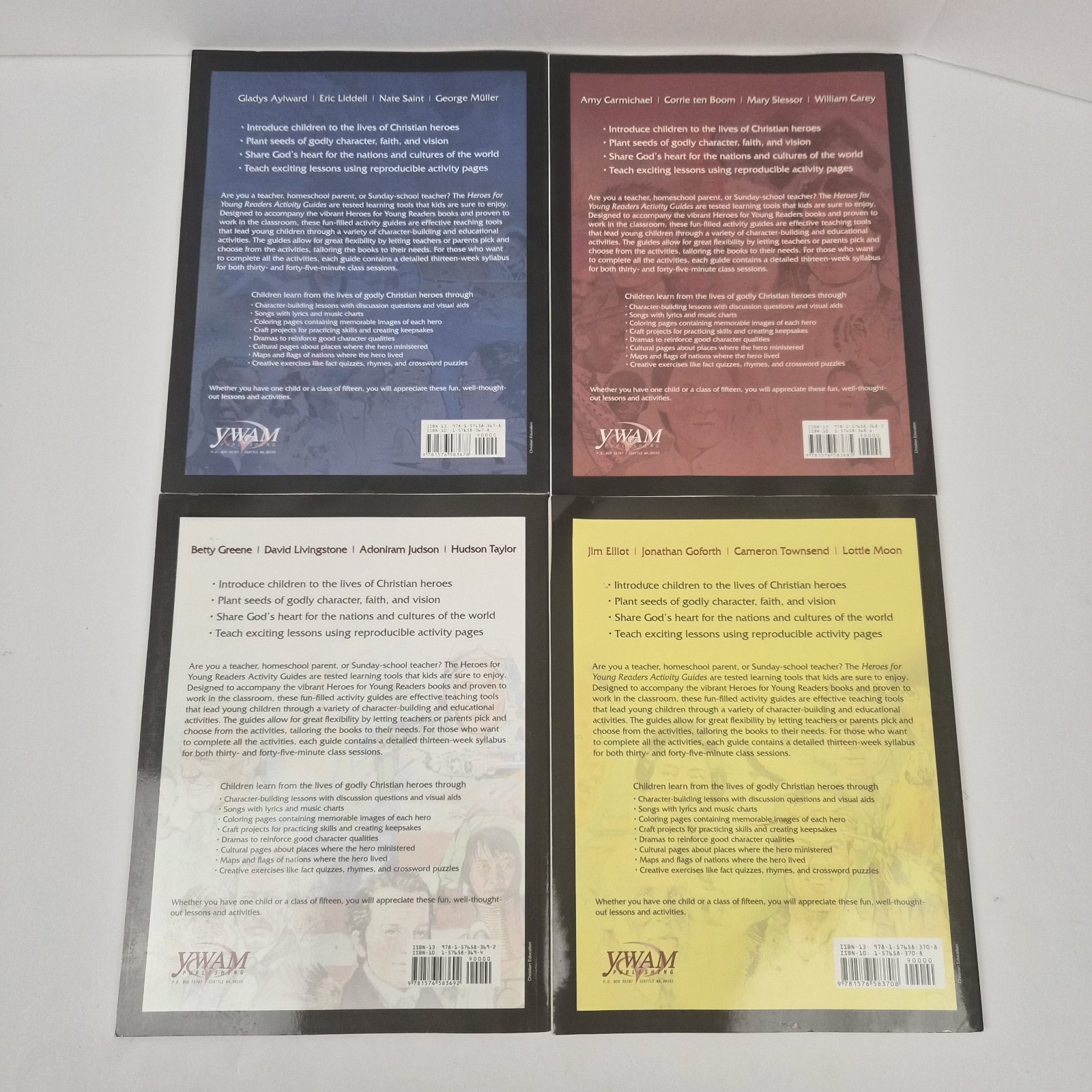 YWAM Heroes for Young Readers Activity Guides Complete Set Books 1-16 Unused