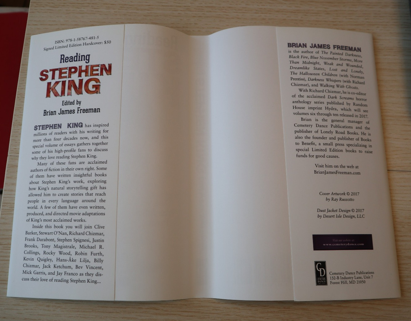 Reading Stephen King by Brian James Freeman SIGNED Ltd. Cemetery Dance 2017 HC