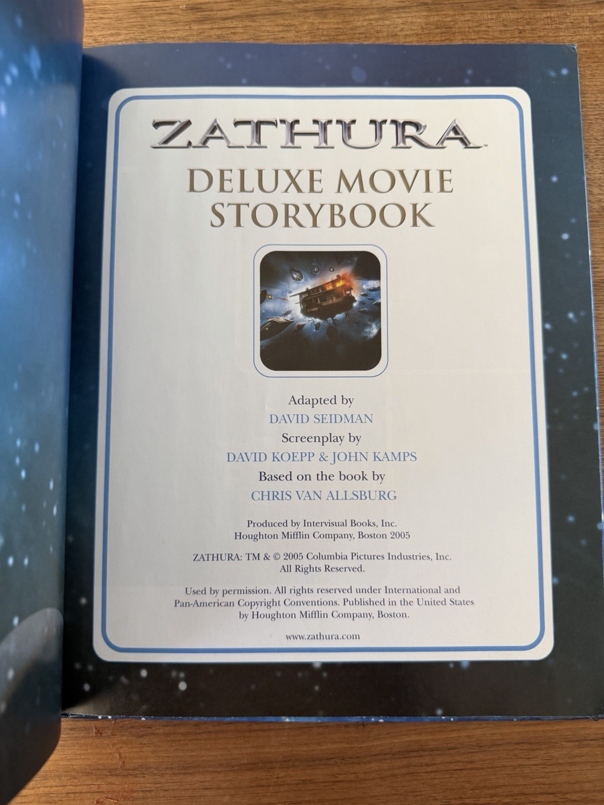 ZATHURA THE MOVIE. 2005 DELUXE STORYBOOK. COLUMBIA PICTURES. HARDCOVER BOOK