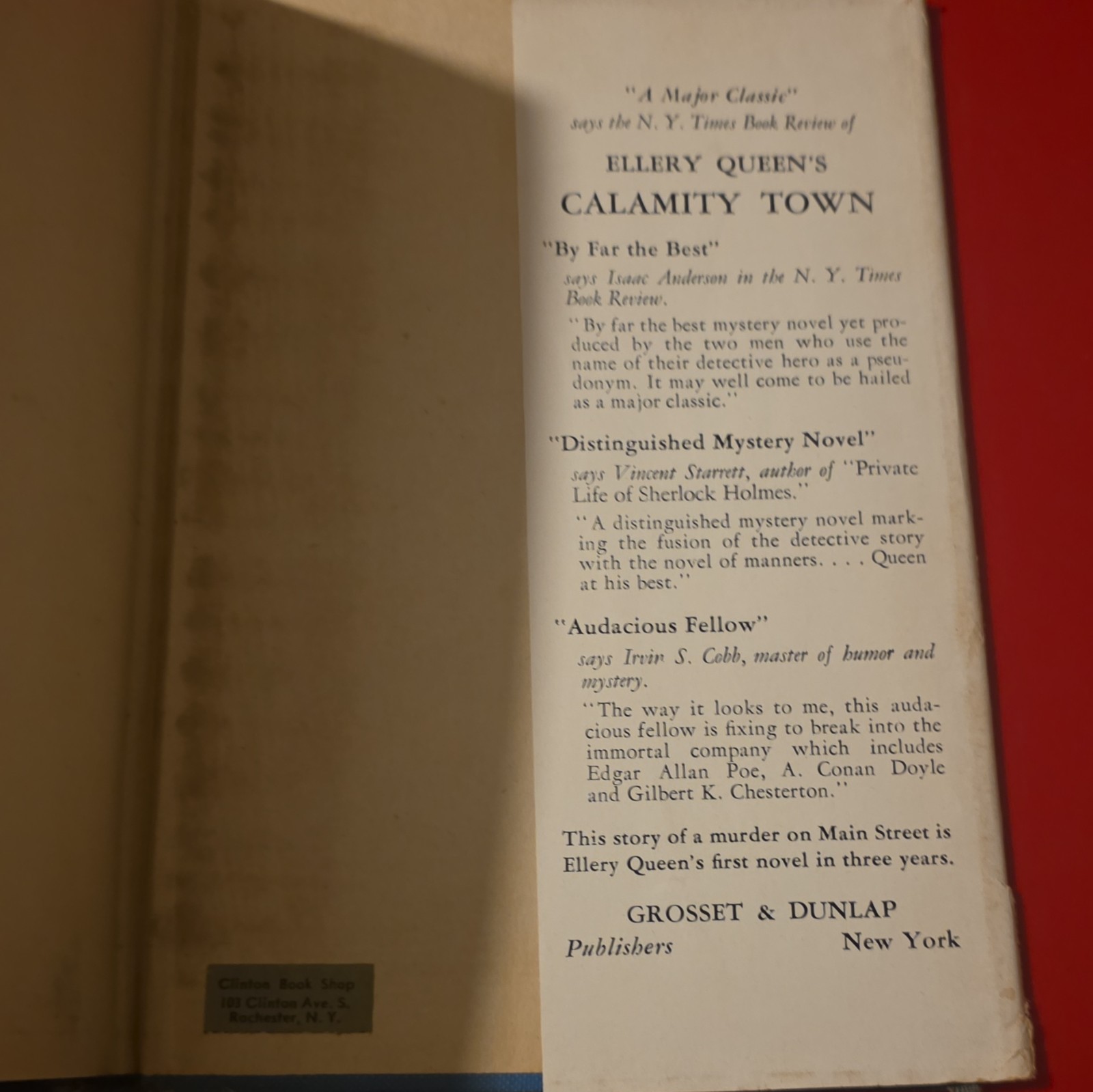 Ellery Queen The Tragedy of Z HC w/ Original Dust Jacket Grosset & Dunlap Rare