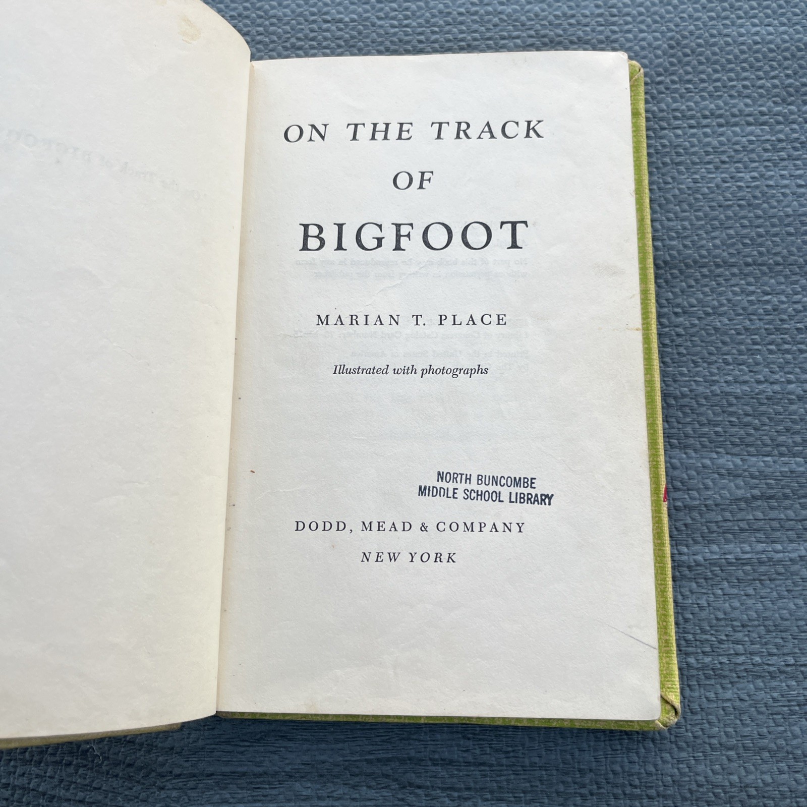On the Track of Bigfoot by Marian T. Place Hardcover 1974 1st Edition Ex-Library