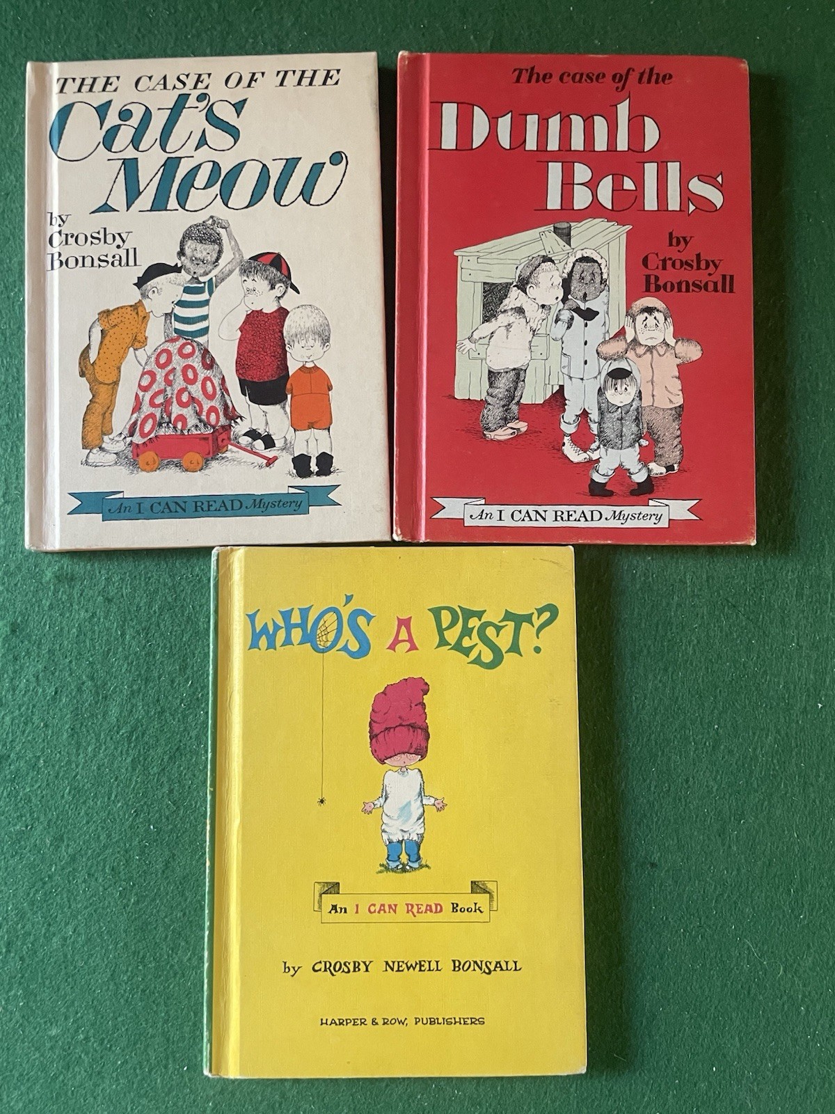 Lot Crosby Bonsall Books Who’s a Pest Dumb Bells Cat’s Meow HC 1962 I Can Read