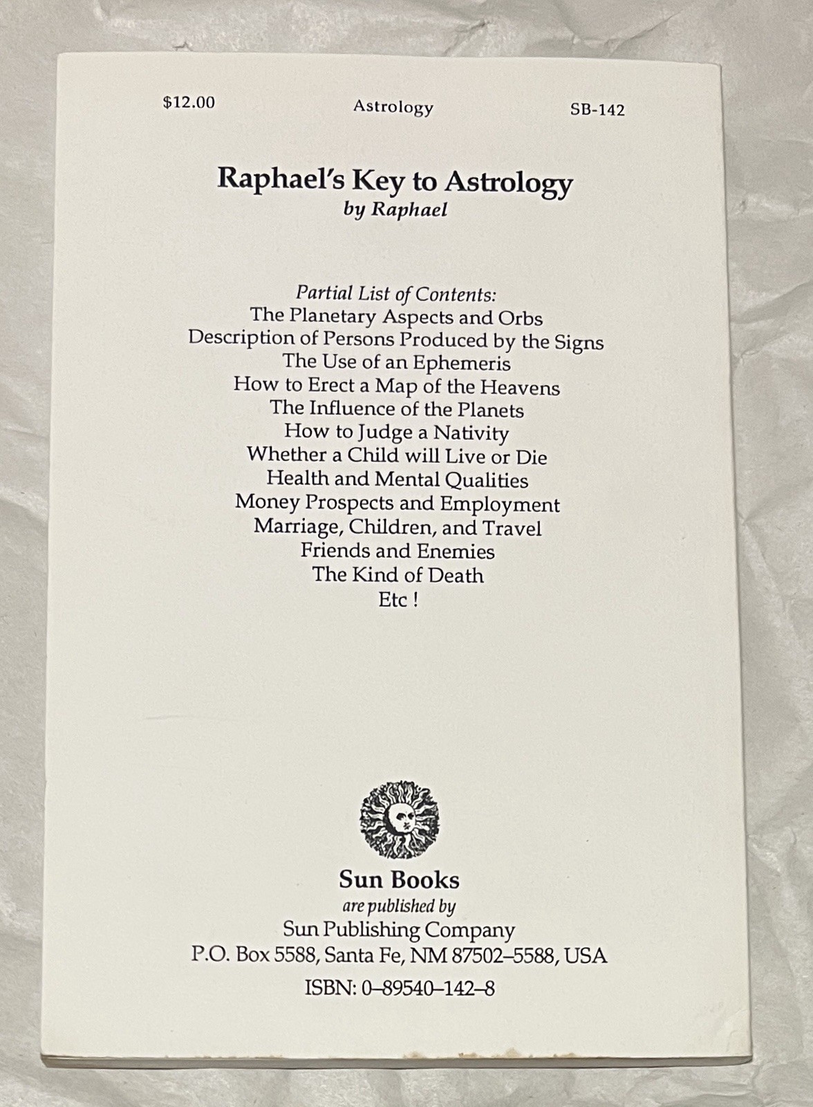1991 Raphael’s Key To Astrology Fourth Edition Sun Books For American Students