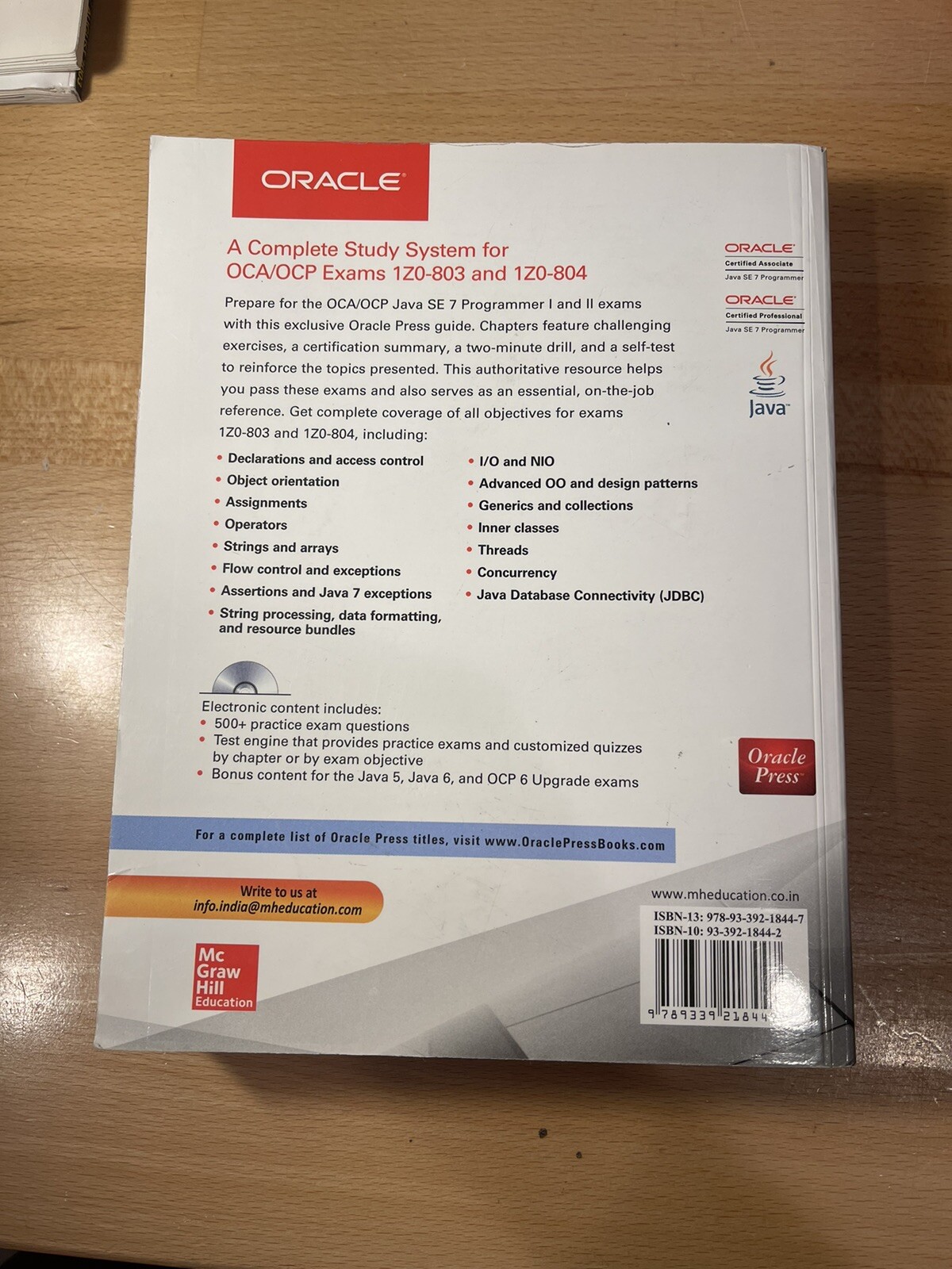 Oca/ocp Java Se 7 Programmer I & Ii Study Guide (Exams 1z0-803 & 1z0-804) – GOOD