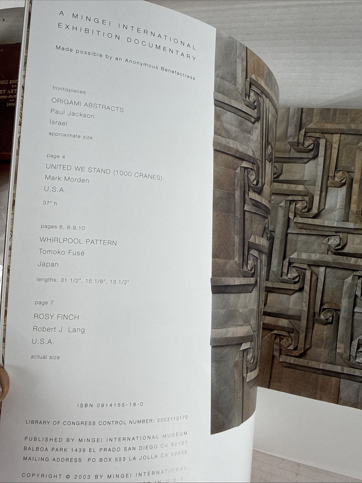 ORIGAMI MASTERWORKS 2003 MINGEI INT MUSEUM, 159 PAGES BEAUTIFUL PIECES, ￼￼￼