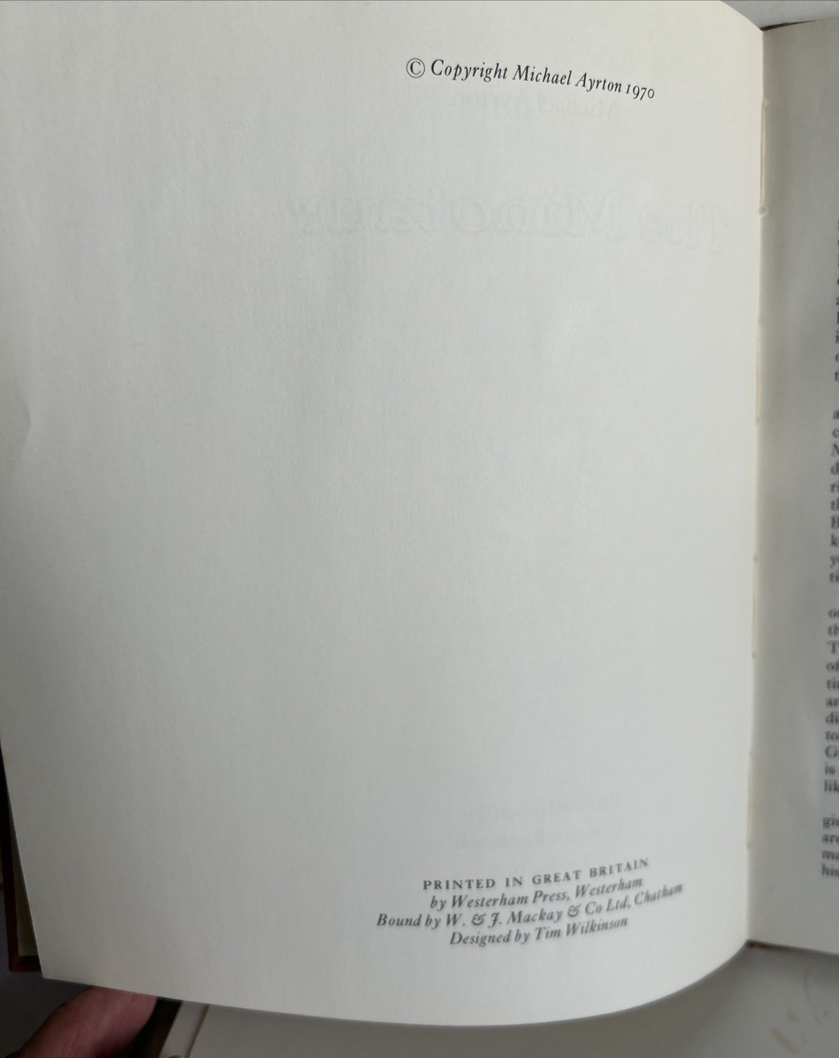 The Minotaur Michae Ayrton Privately Published Genevieve Restaurant London