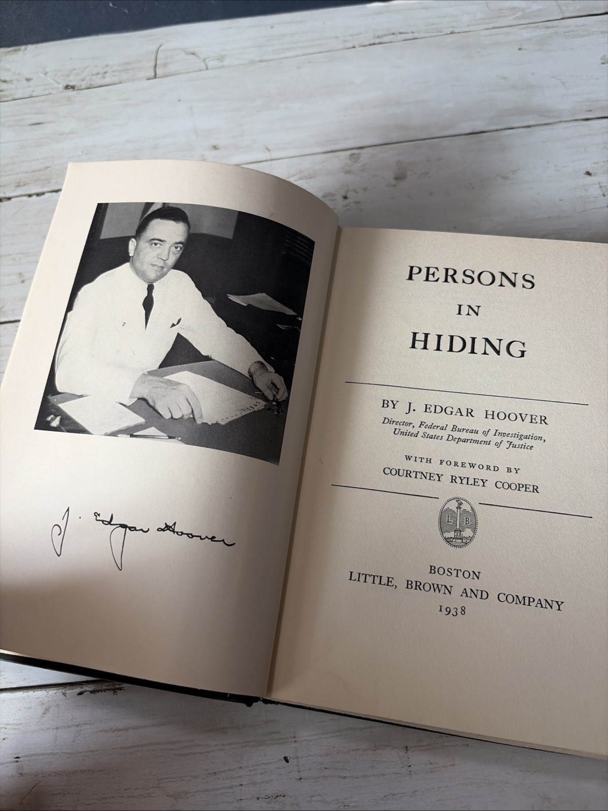 Persons In Hiding J. Edgar Hoover 1938 Little Brown True Crime Criminology Book