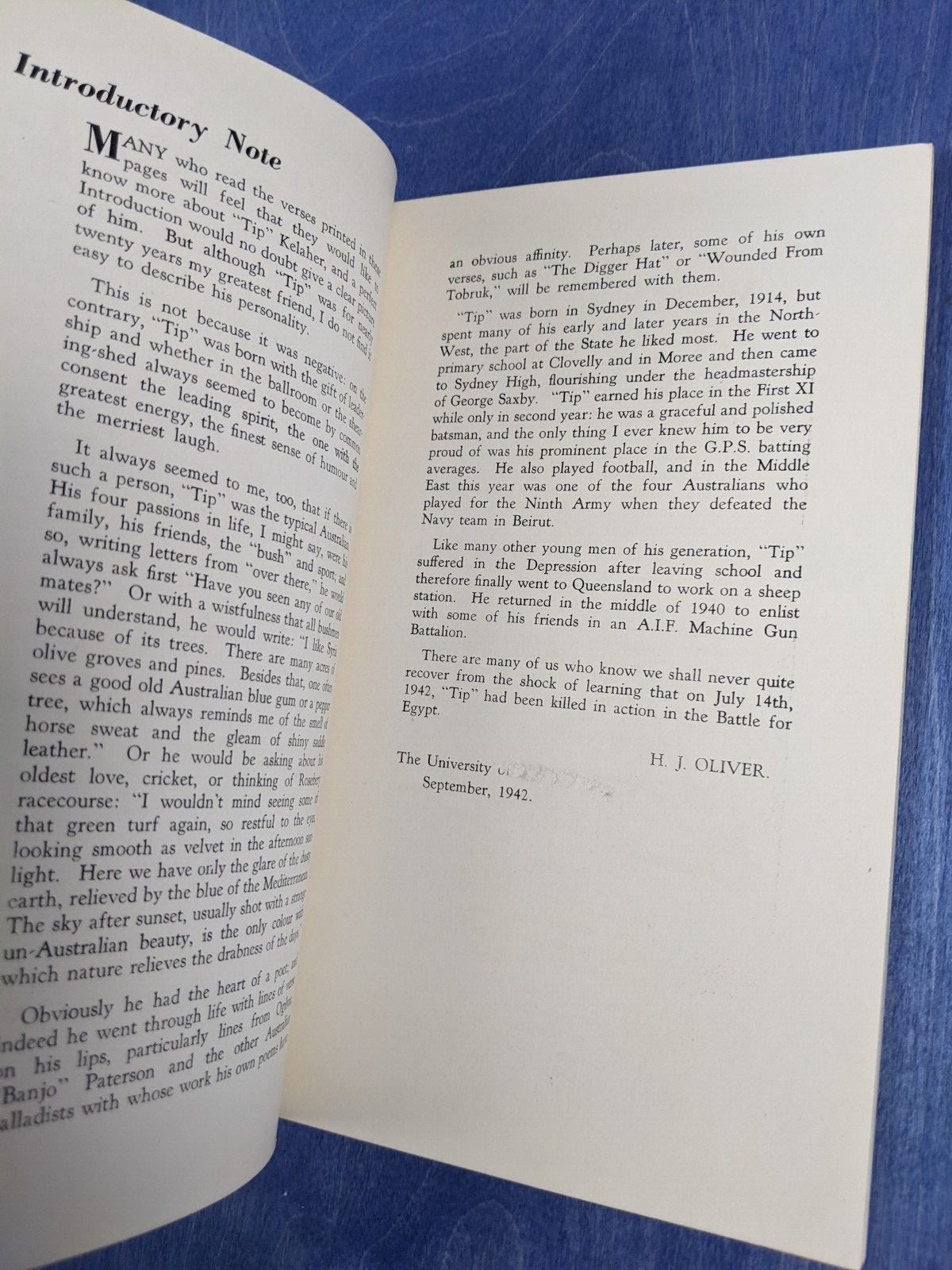 The Digger Hat & Other Verses – 1942 Tip Kelaher – Vintage WW2 Australian KIA