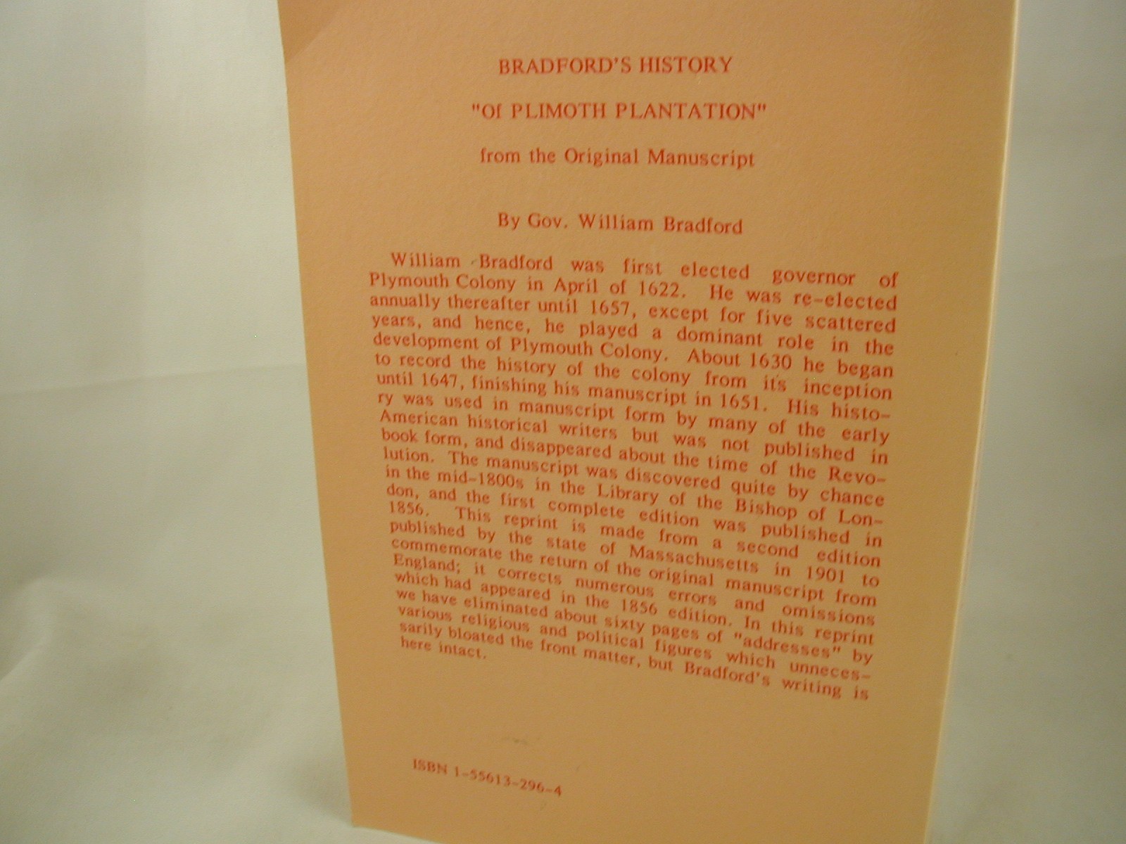 Bradford’s History of Plimoth Plantation Early American History Facsimile 1901
