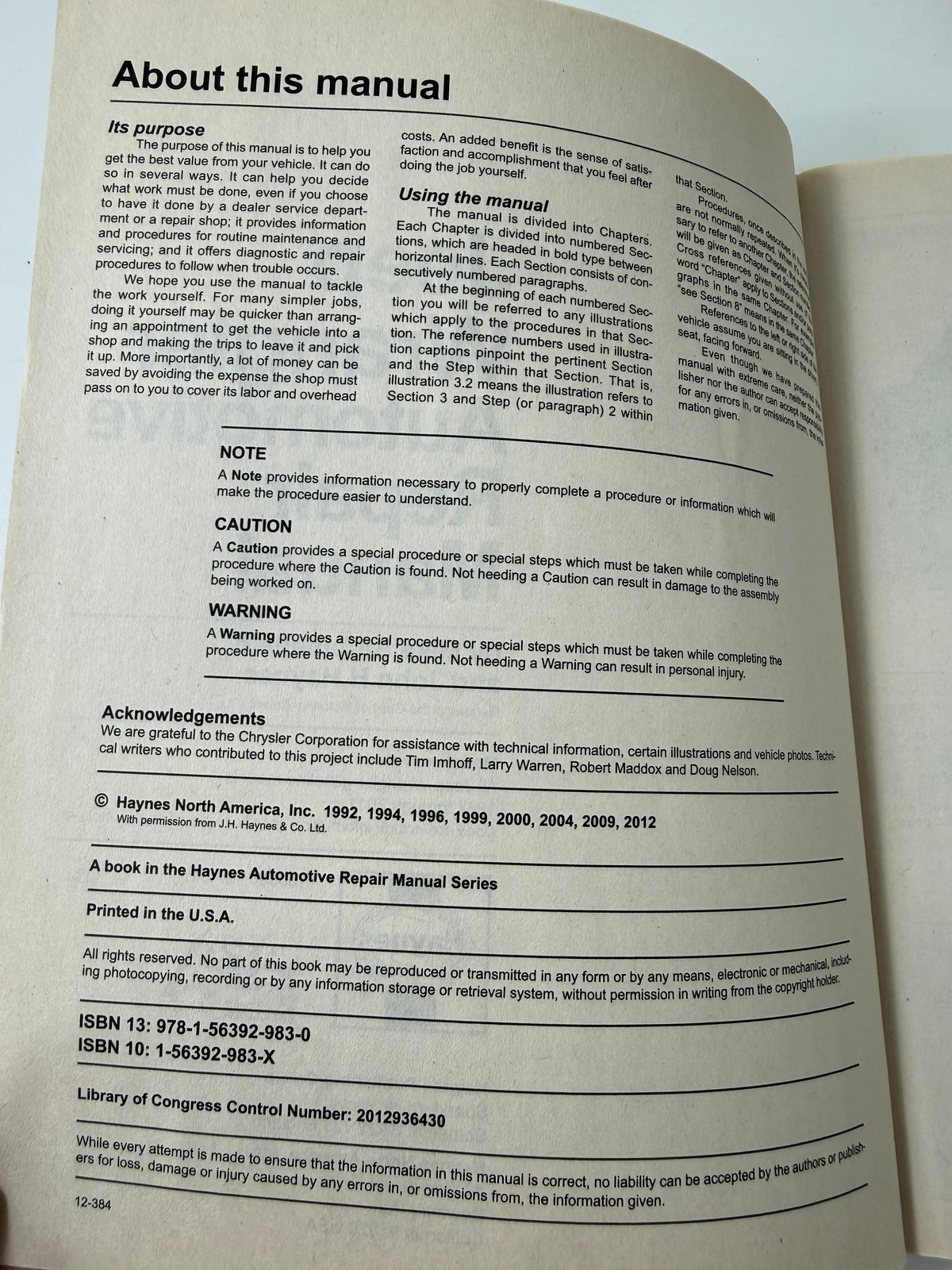 Haynes Jeep Wrangler Repair Manual 1987 thru 2011 All Gasoline Models Automotive