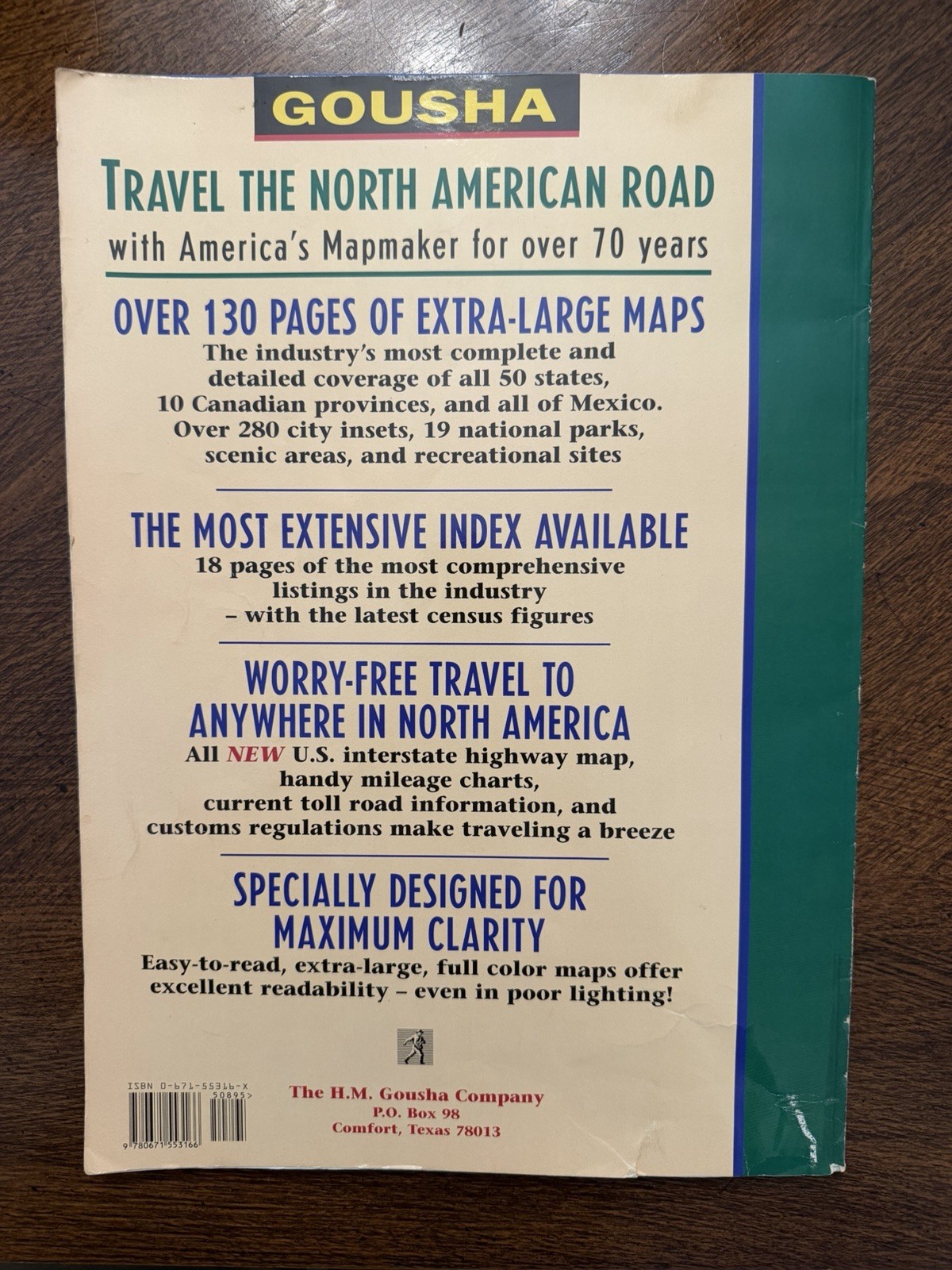 GOUSHA 1996 ROAD ATLAS 19th edition USA, CANADA, MEXICO.