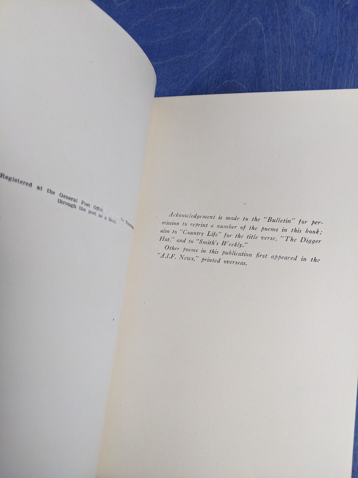 The Digger Hat & Other Verses – 1942 Tip Kelaher – Vintage WW2 Australian KIA