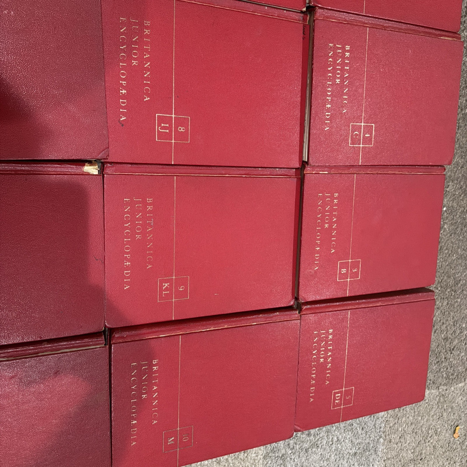 Britannica Junior Encyclopedia Red Gold Complete Set (Volumes 1-15)