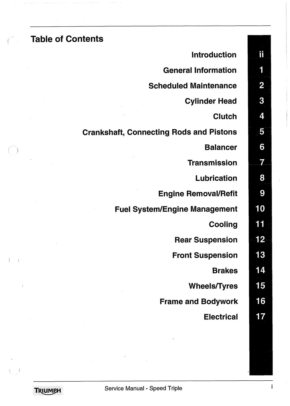 TRIUMPH Speed Triple 1050 Workshop Manual 2005, FASTENED – COVERED – XL FOLDOUTS