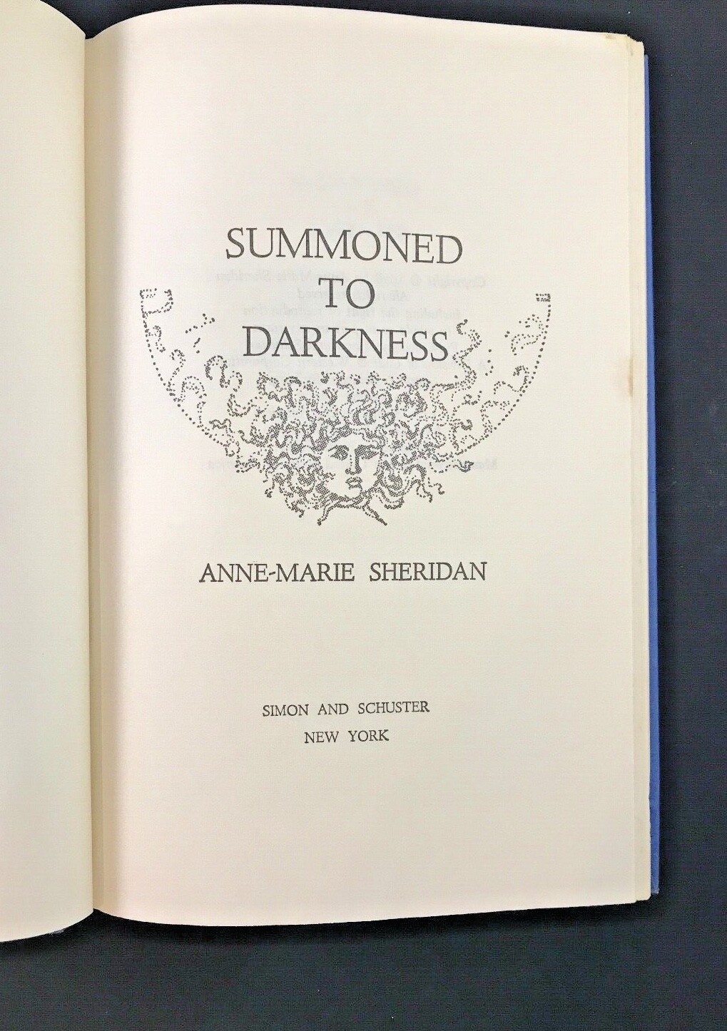 Sheridan, Anne-Marie Summoned to Darkness, Novel 1978, Hardcover/DJ BCE Vtg