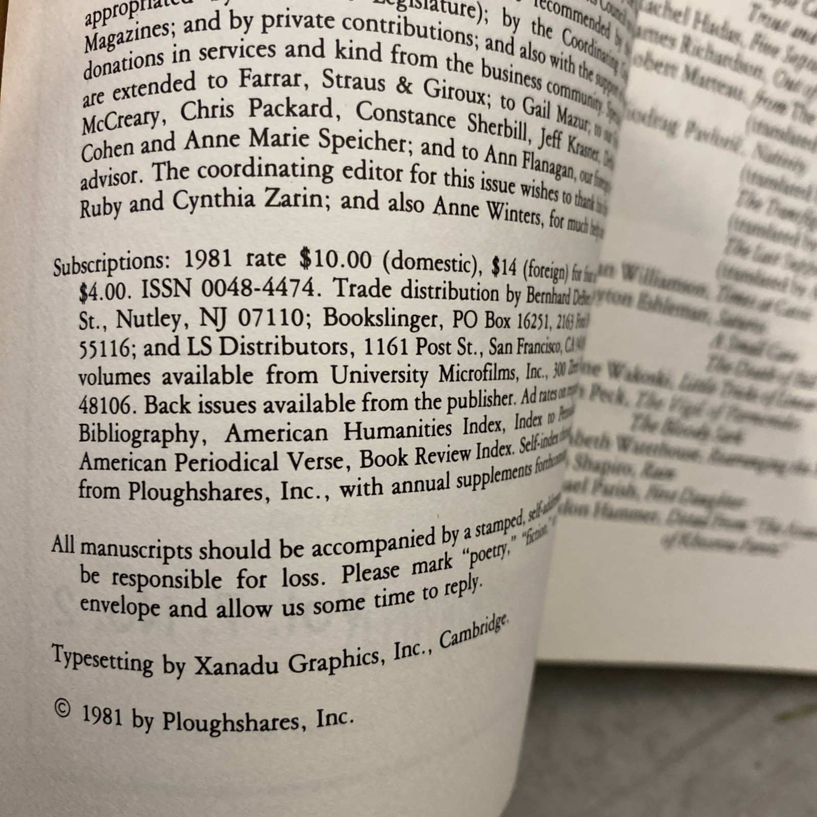 Ploughshares 1979, 1980 , 1981 Special Poetry Issue Vintage