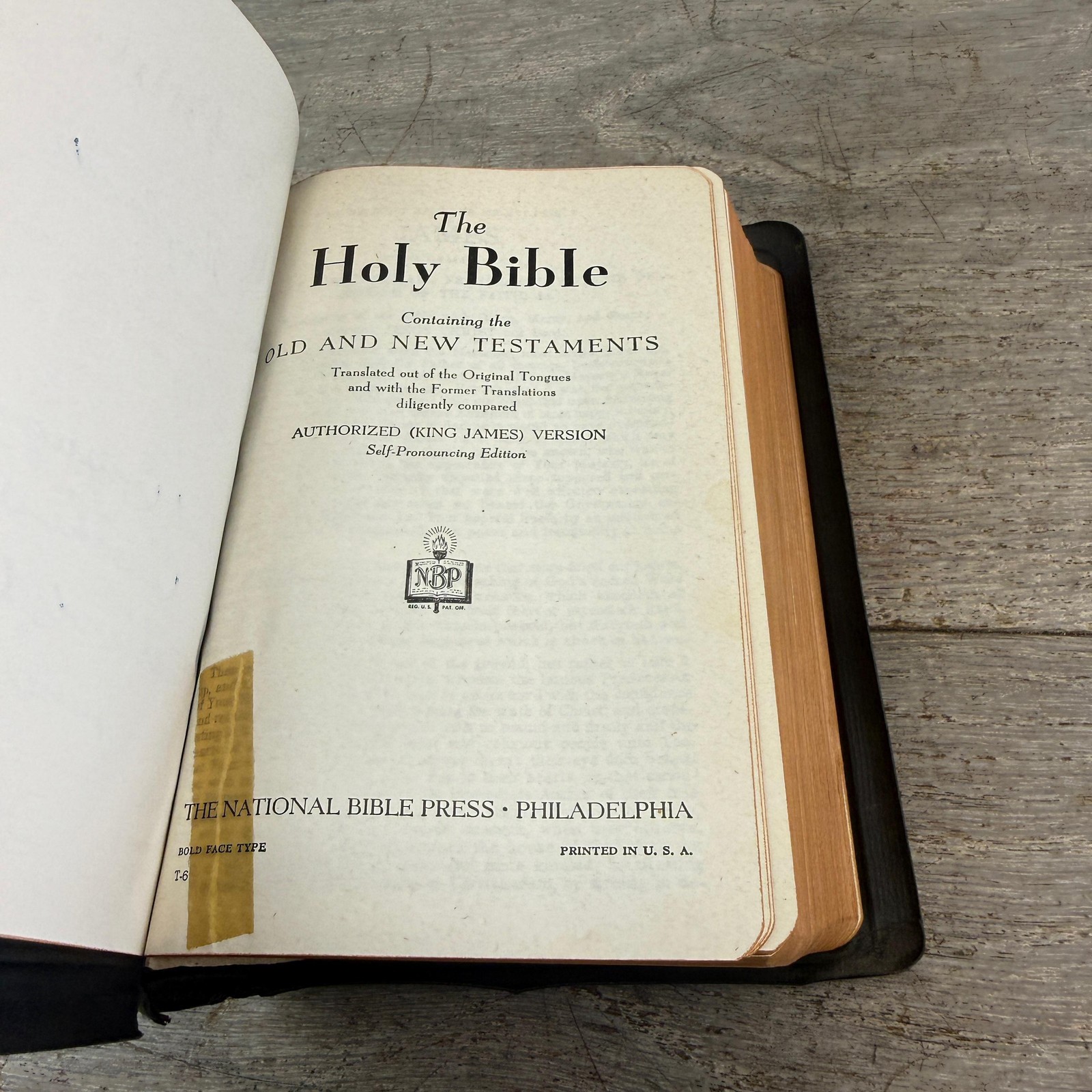 Vintage Holy Bible King James National Bible Press Black HC Illus Gilt Edges