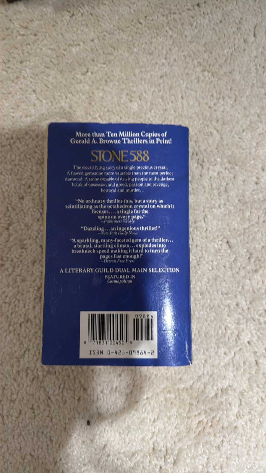 Stone 588 by Gerald A. Browne Paperback 1987 Berkley Fiction Thriller
