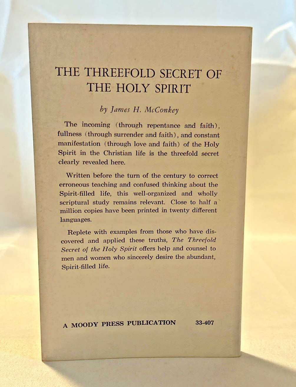 The Three-fold Secret of the Holy Spirit ~ James H. McConkey ~ Vintage Paperback