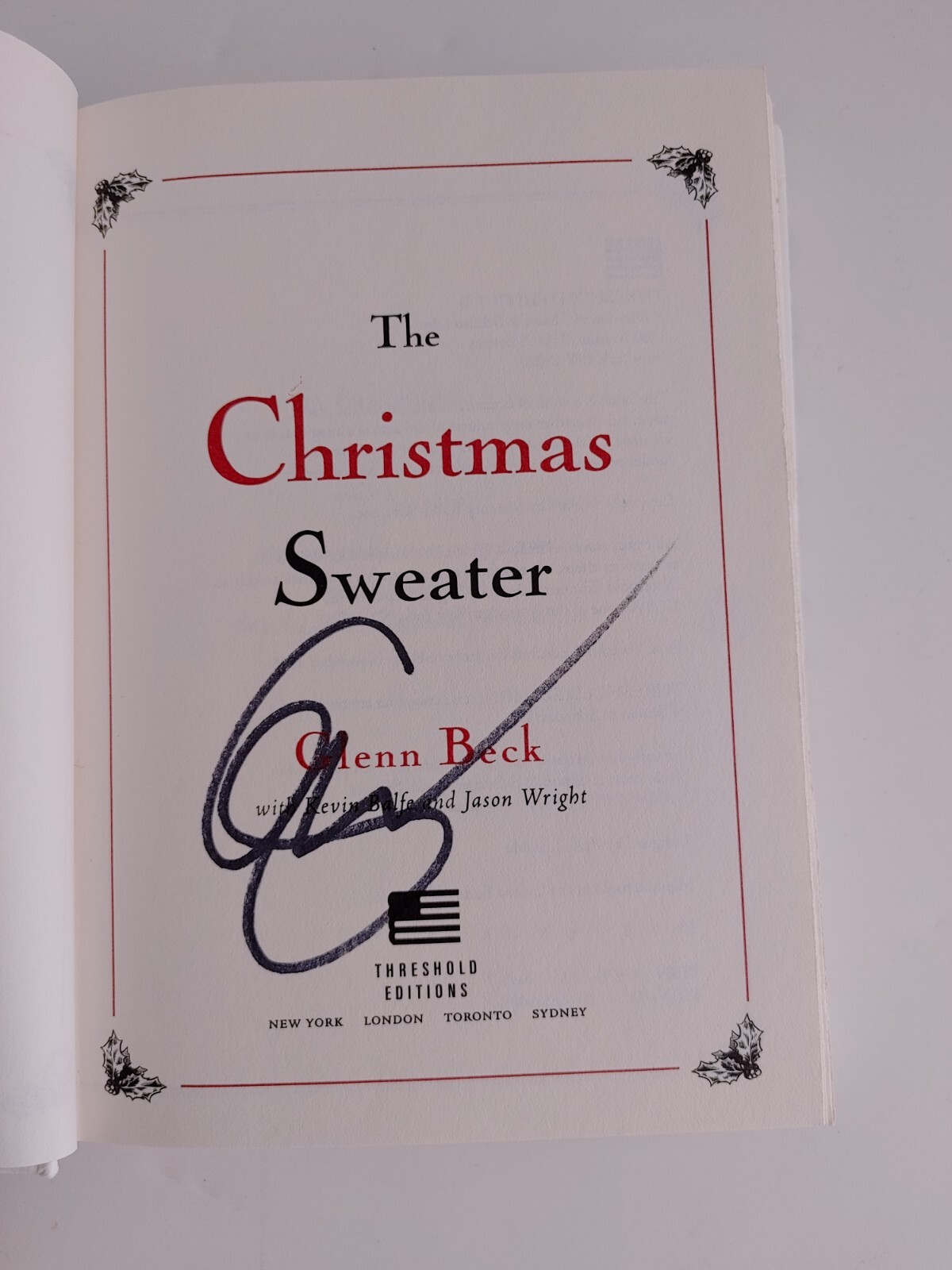 SIGNED The Christmas Sweater by Glenn Beck 1st Edition Signed HB book DJ #20048