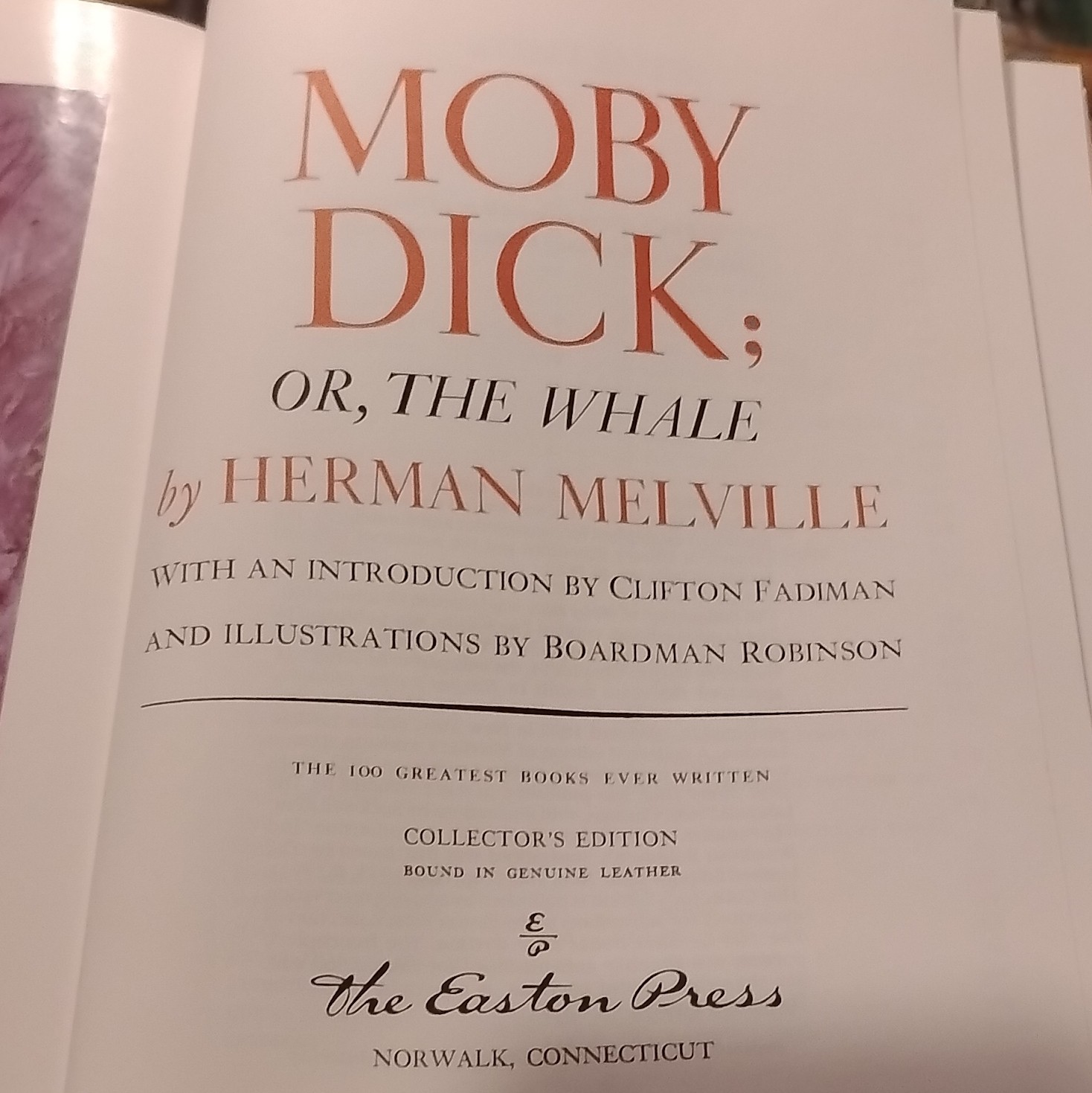 Easton Press 100 Greatest Books Moby Dick Leather Illus HC Melville