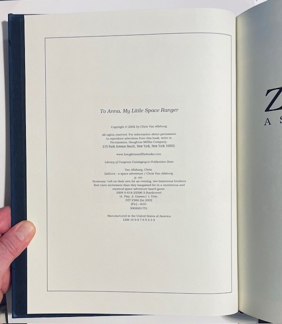 ZATHURA by Chris Van Allsburg (Hardcover w/dustjacket) SIGNED BY AUTHOR (2002)