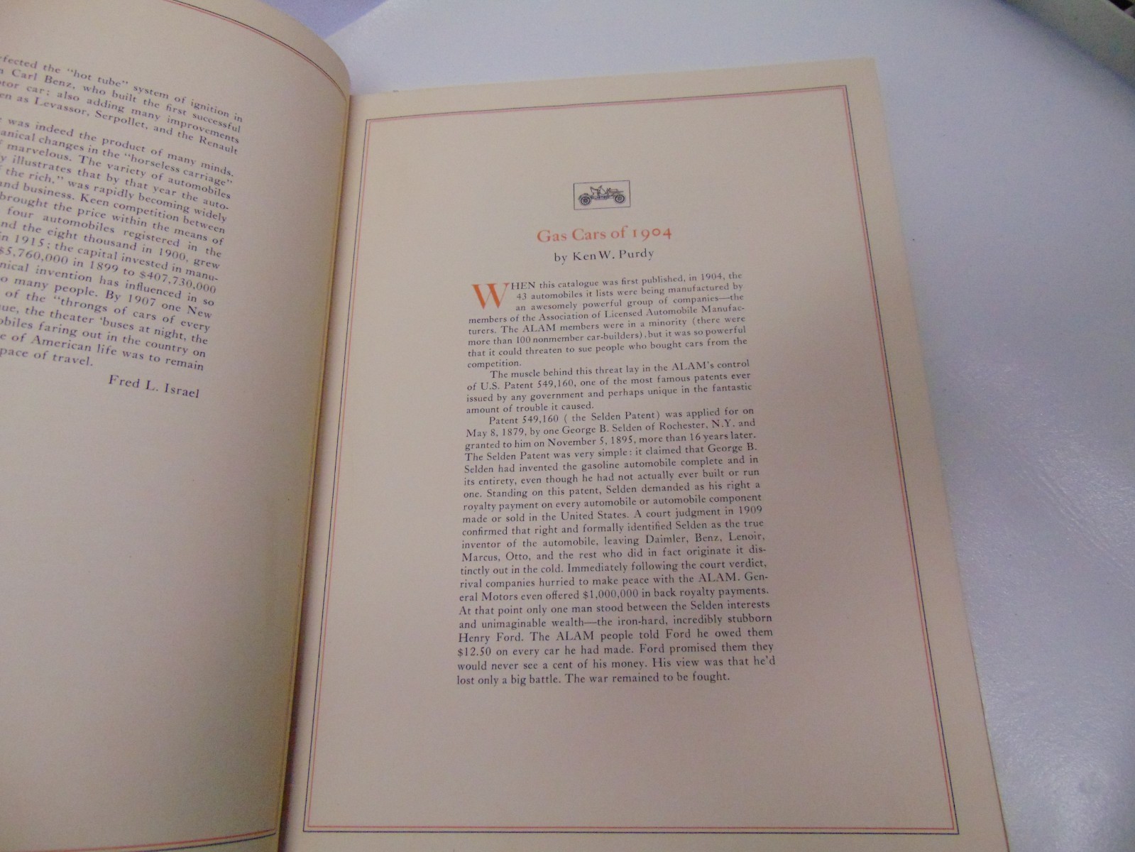 1969 Hardcover book 1904 Gasoline Automobiles with jacket 83 pages Ken Purdy