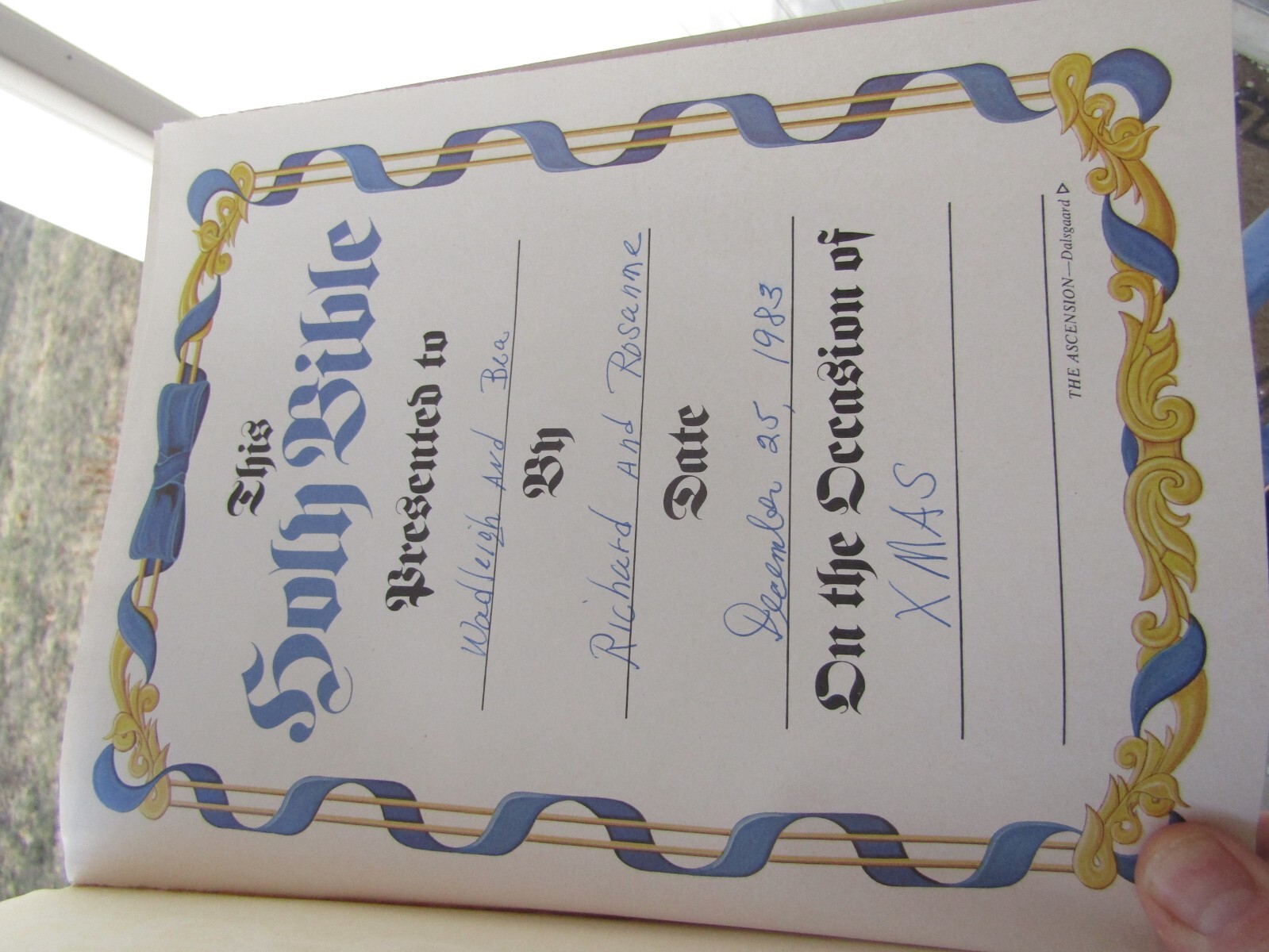 Holy Bible Family Altar Edition King James Version White HC with box