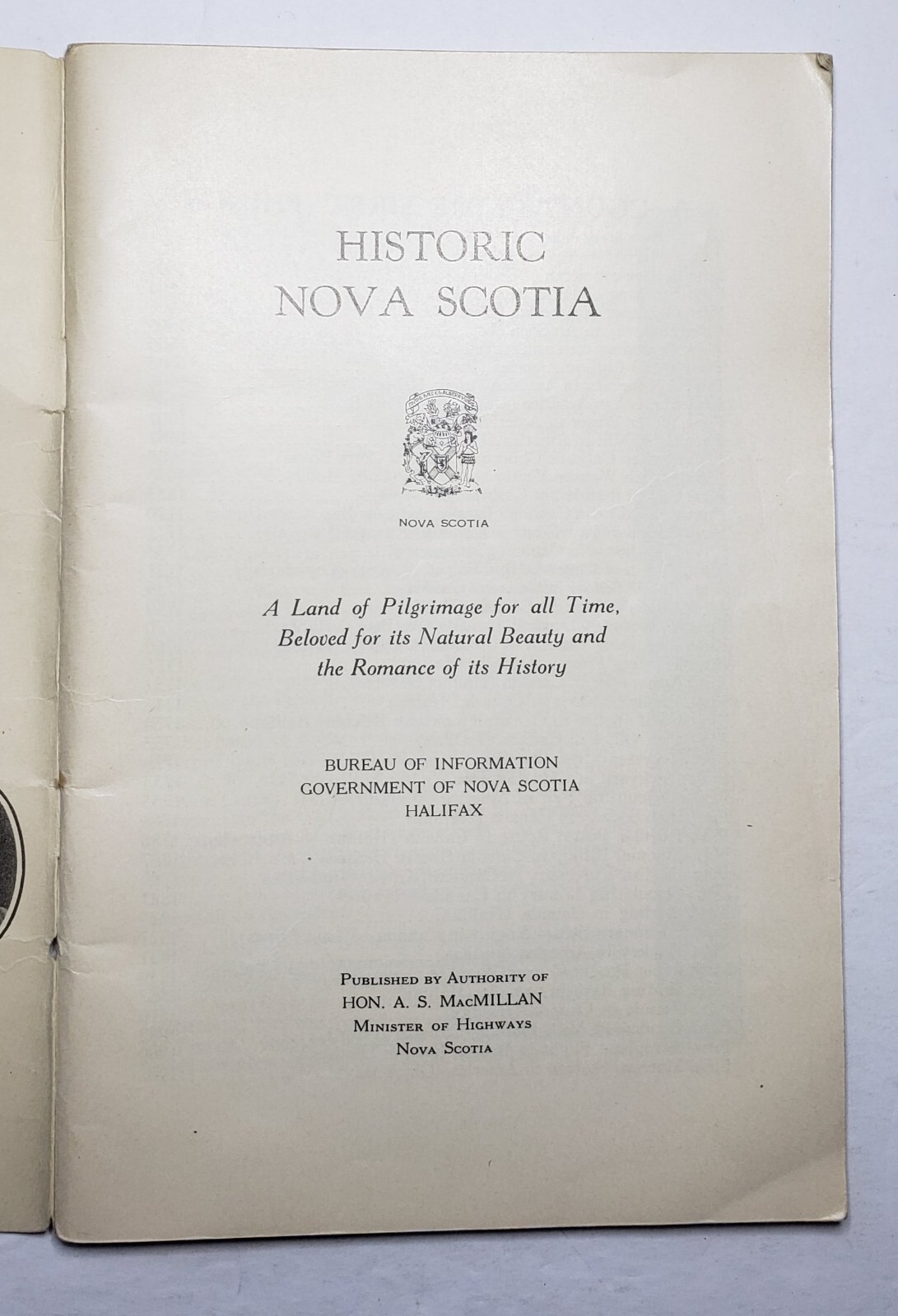 Historic Nova Scotia 1930s 5.5″ x 8.5″ 116 Pages Paperback Government of N.S.