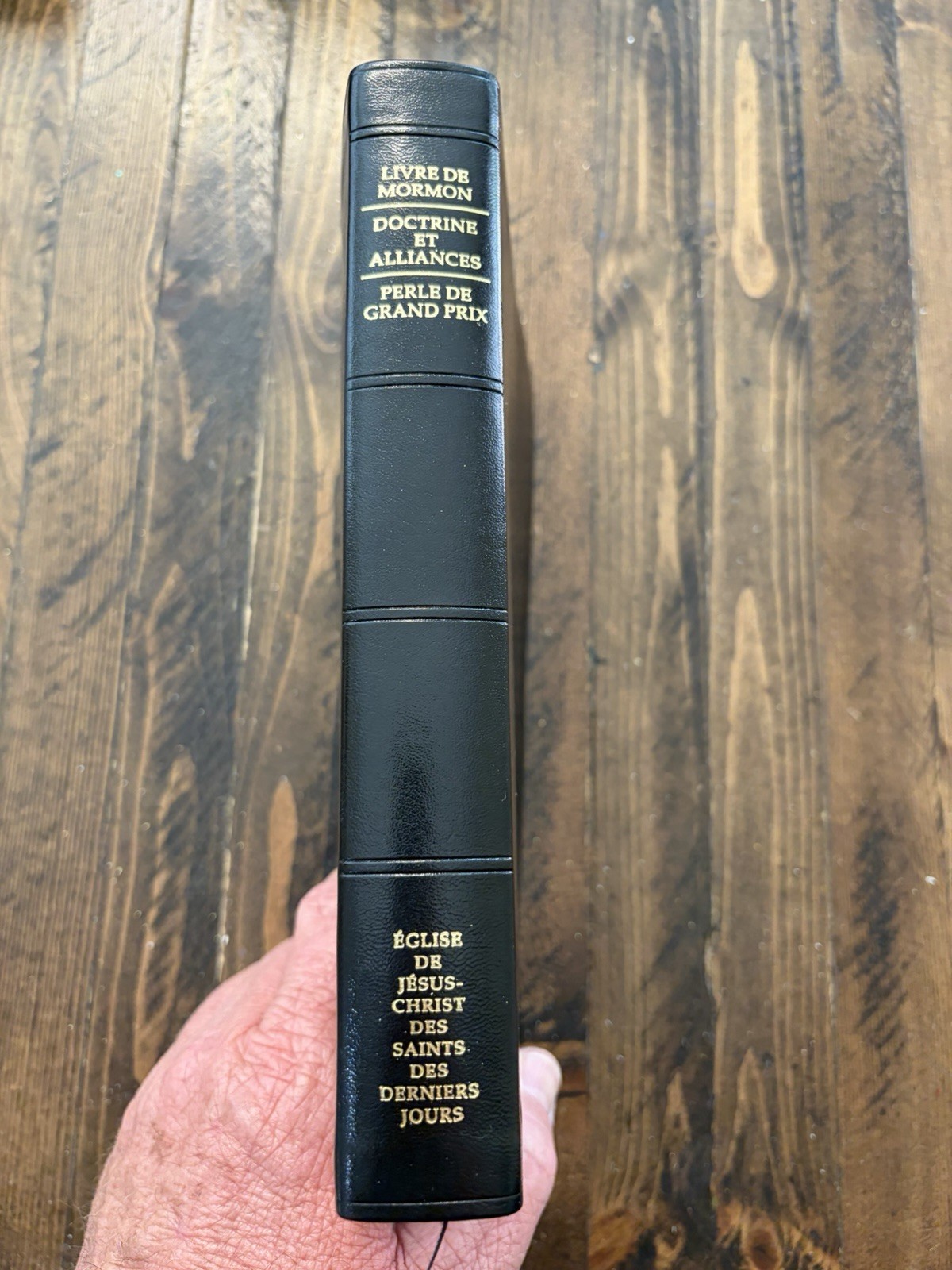 2025 French Black Simulated Leather LDS Triple Scriptures 7-1/2” X 5-1/2” Clean!