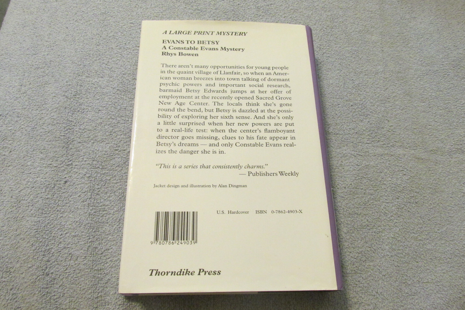 Evans to Betsy A Constable Evans Mystery, Rhys Bowen 2002 HC/DJ Ex-Lib Large Pri