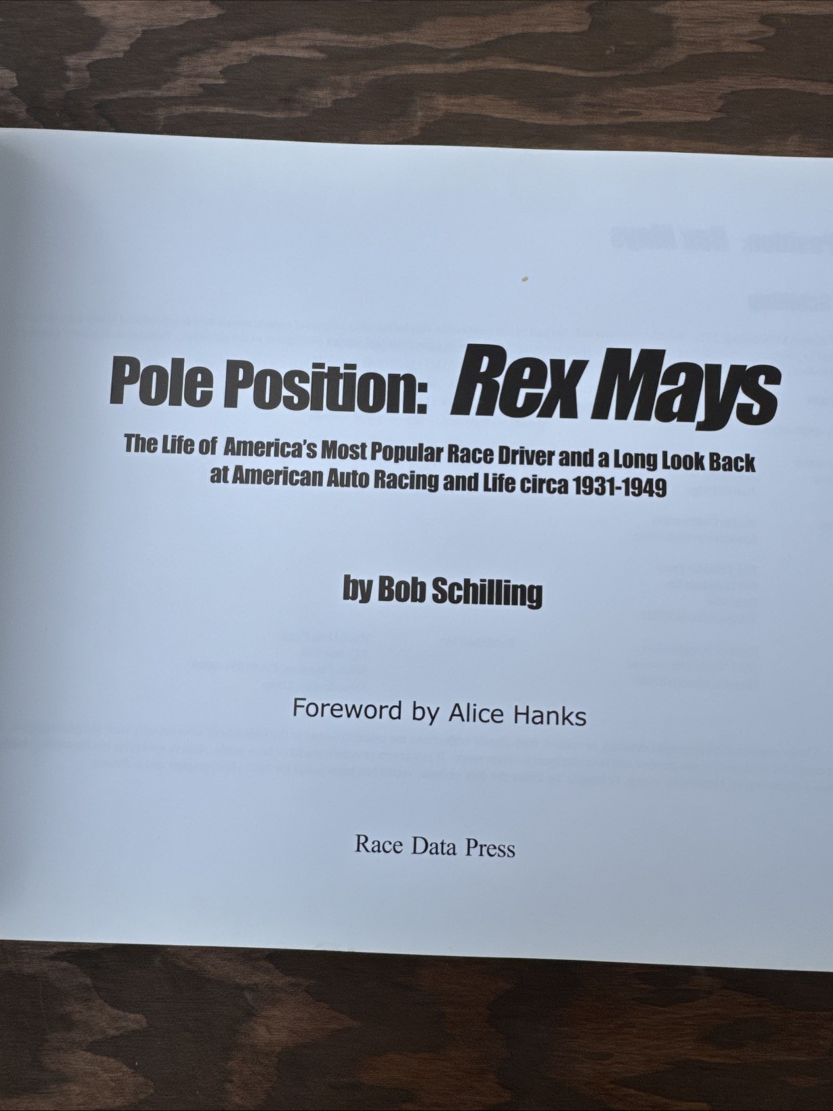 Pole Position Rex Mays American Racing Driver 1931-49, 1st Edition HC DJ