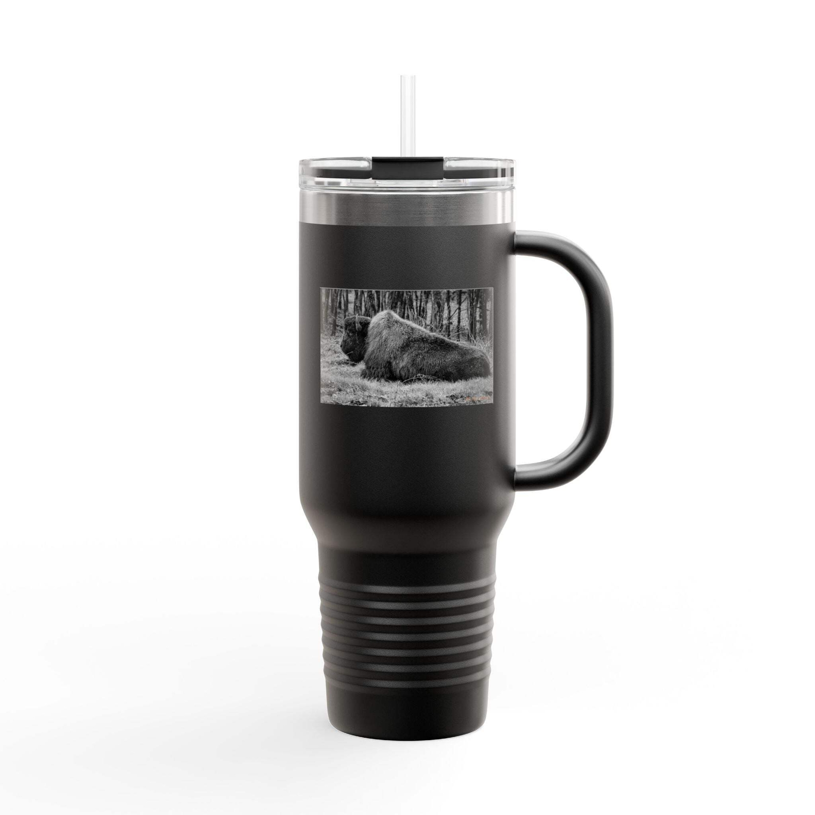 Wildlife-Inspired Insulated Travel Mug – 40oz with Bison Design