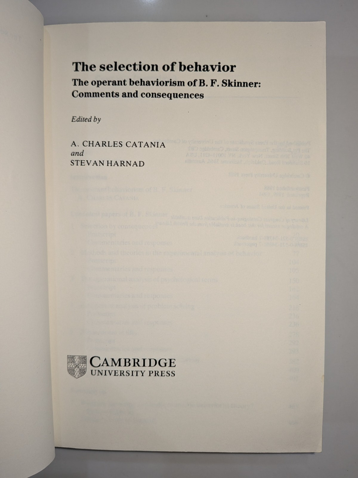 Selection of Behavior – B.F. Skinner | 1994 | Cambridge University Press | PB