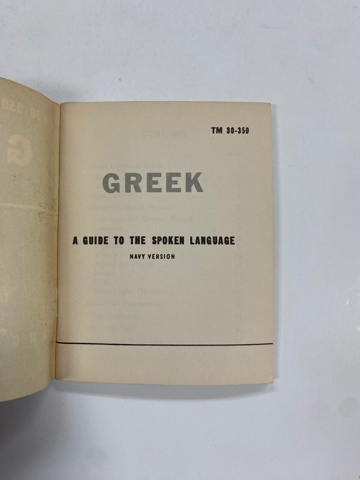 OA4) United States US Army Pocket Guide To Greek Language 1953 PB Cold War