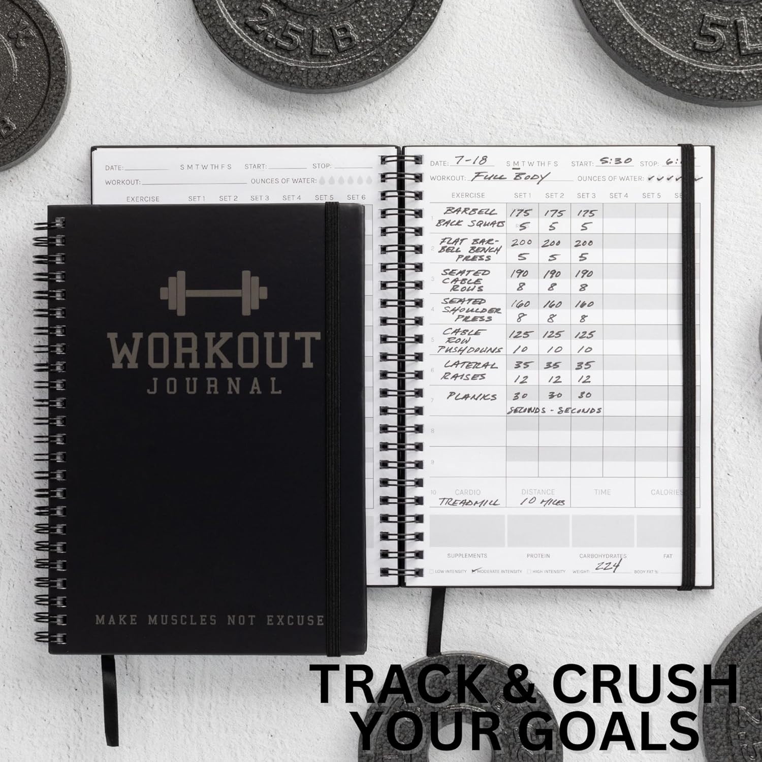 Gym Workout Journal A5 Weight Lifting Tracker Fitness Planner Goal Setting Log