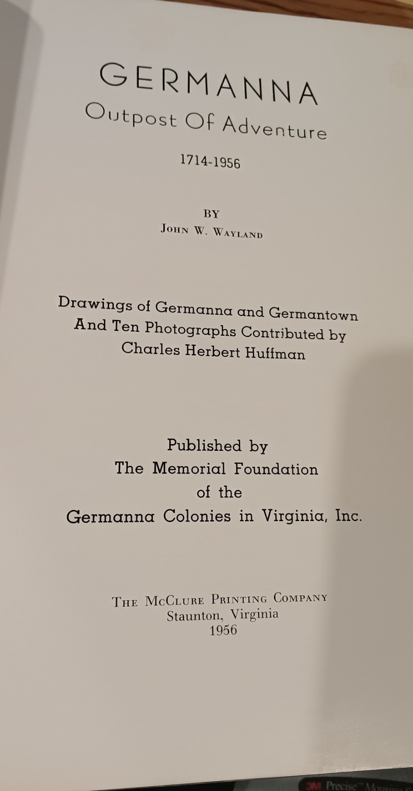 1st ed., Germanna Outpost of Adventure 1714-1956, 1956, signed, History Virginia