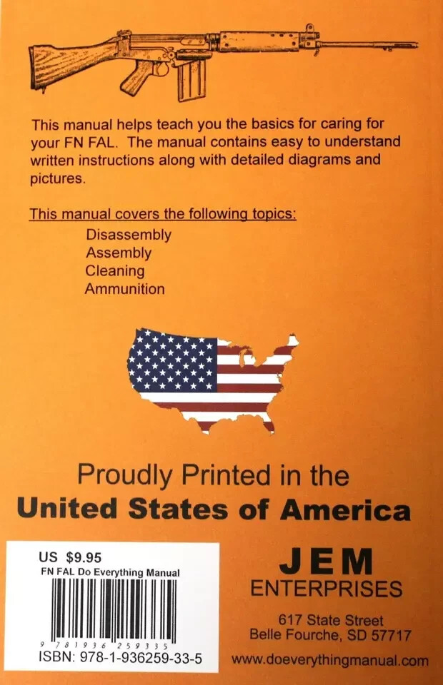 FN FAL 7.62 NATO Rifle Do Everything Manual Maintenance Disassembly Care Book