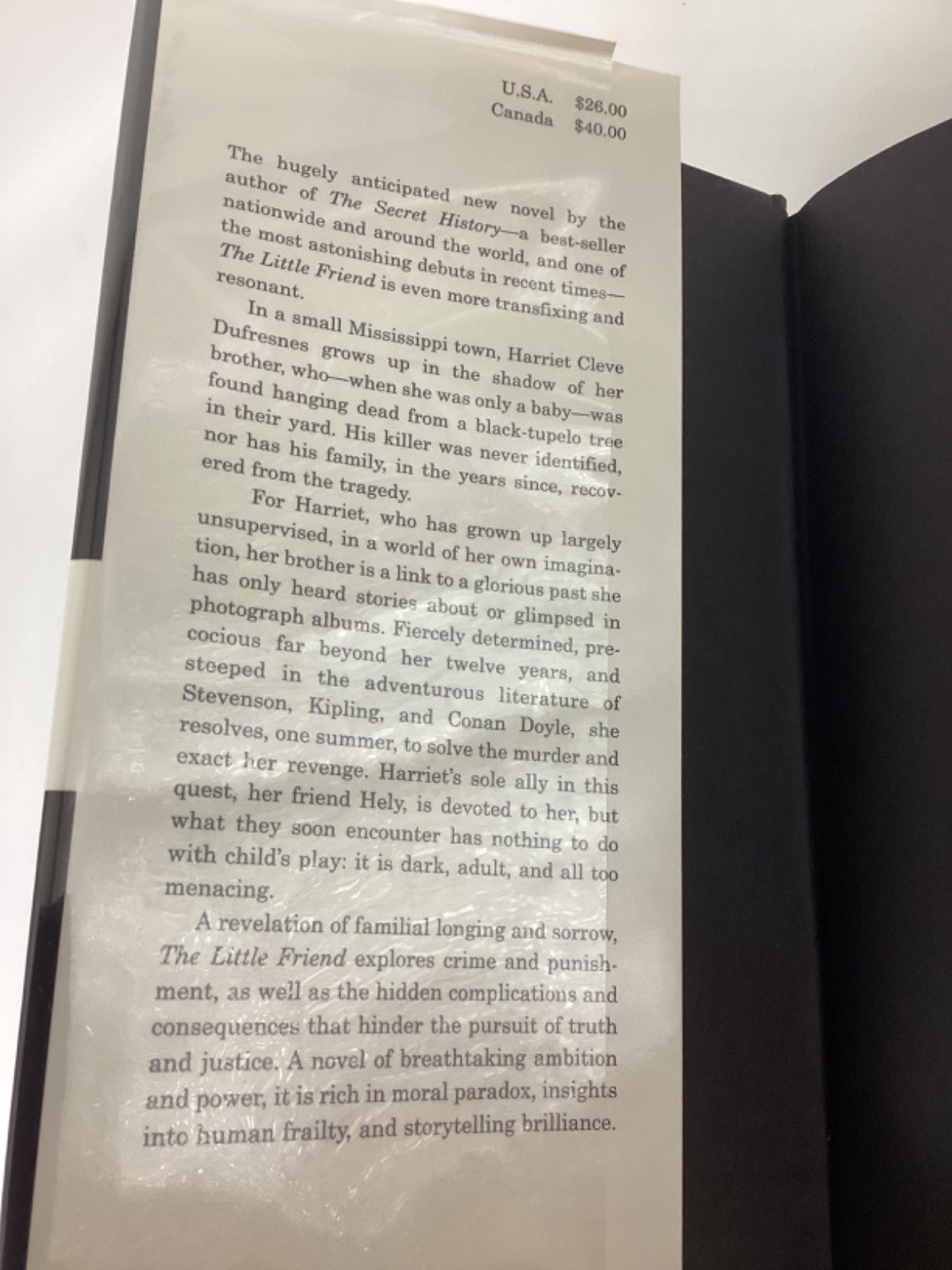Donna Tartt “The Little Friend” Signed First Edition, 1st Printing. 2002. FINE!