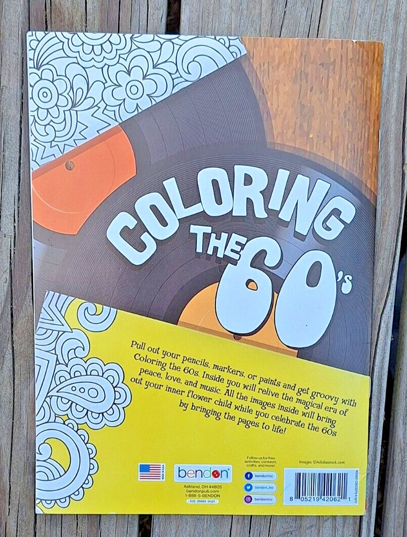 COLORING THE ’60S 16 PAGES BY BENDON – BRAND NEW