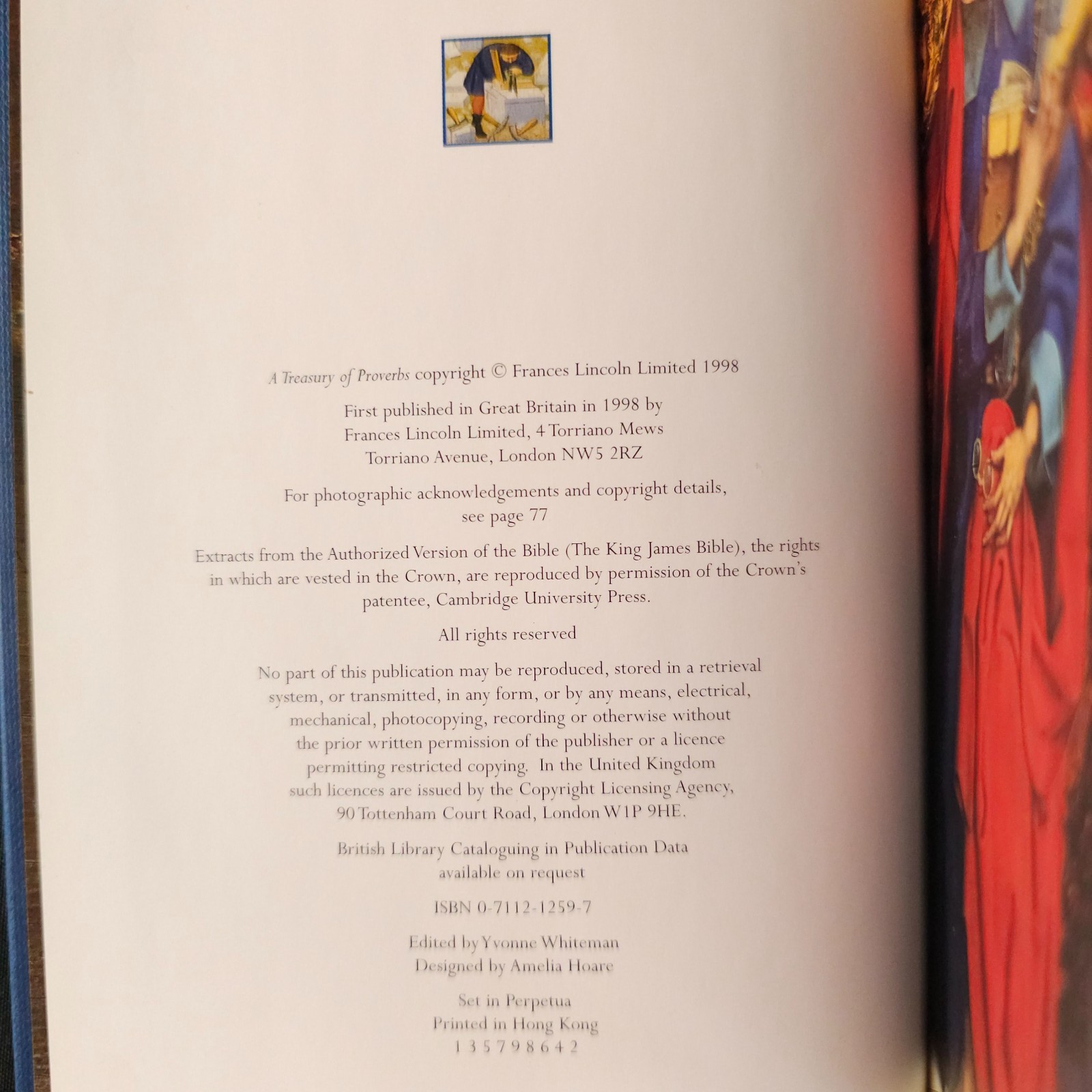 A Treasury of Proverbs (1998, 1st Ed, Hardcover) Illustrated with Art – 9 Photos