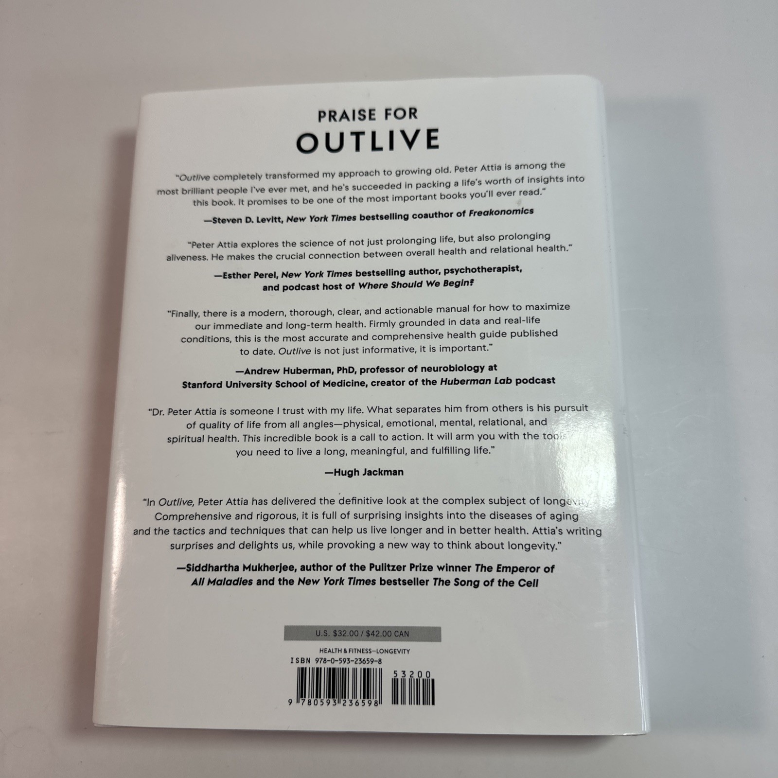 Outlive: The Science and Art of Longevity by Peter Attia, MD 2023 HC 1st/27th