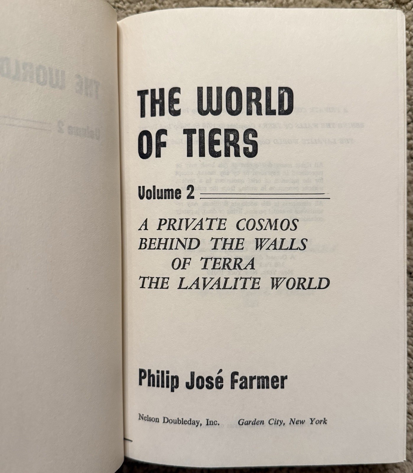THE WORLD OF TIERS VOL 2 BY PHILIP JOSE FARMER 1977 BOOK CLUB EDITION HCDJ