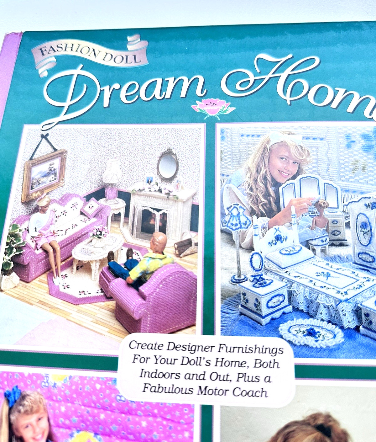 Vtg Fashion Doll Dream House Plastic Canvas Book 1996 1st Edtion Hard Cover EUC