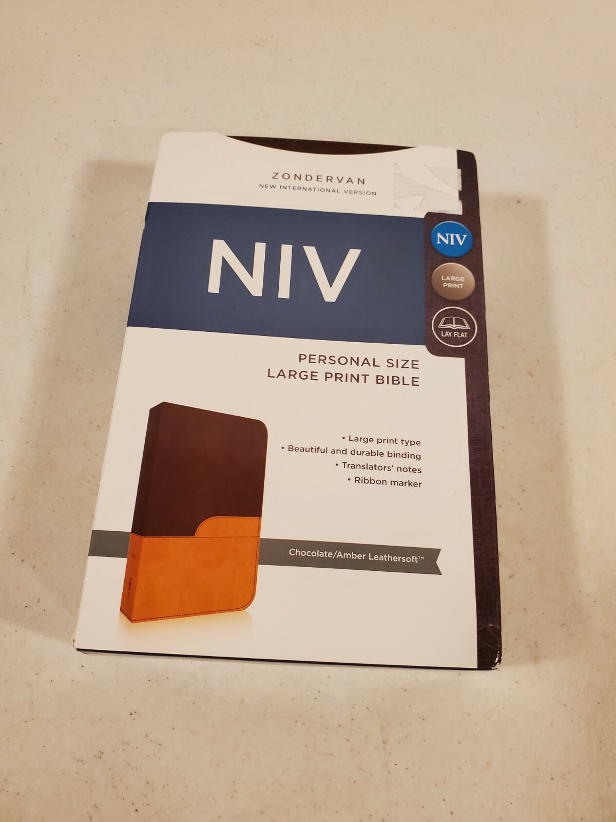 Zondervan NIV Personal Size Large Print Bible Chocolate Amber Leathersoft